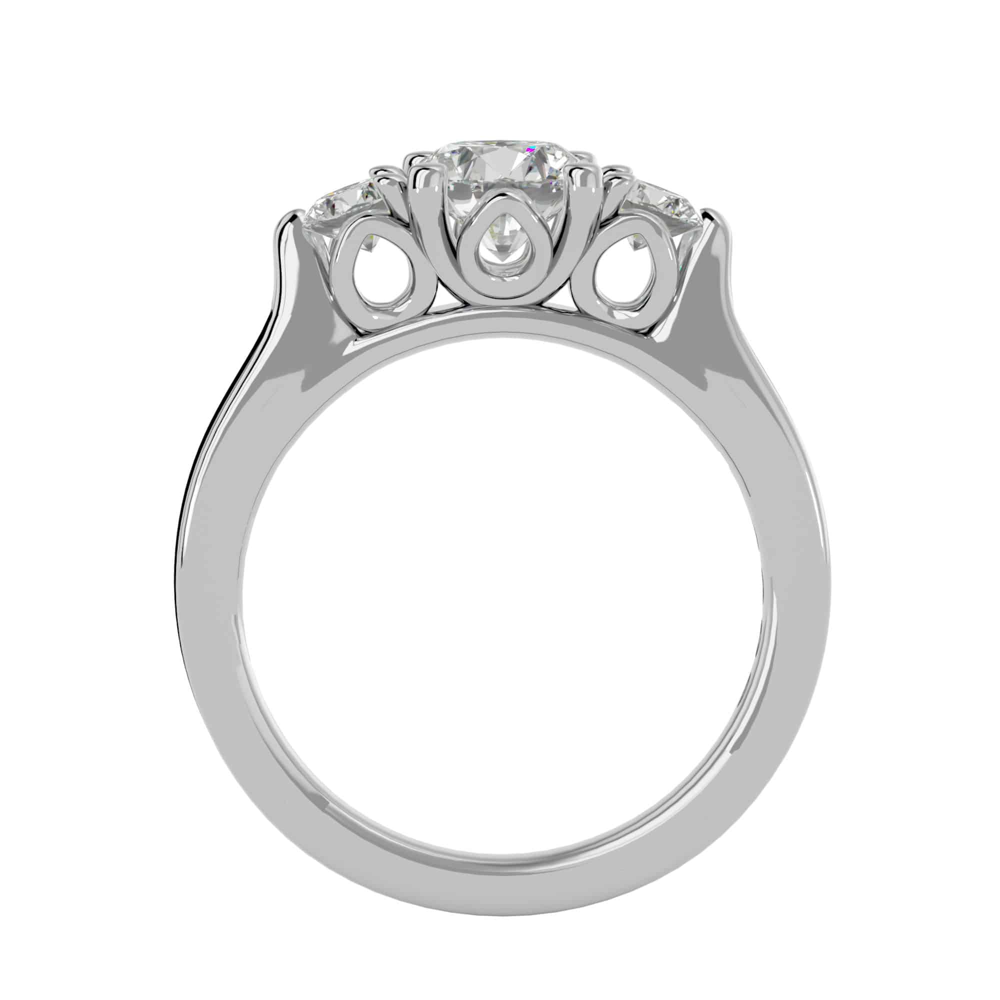 Three Stone Engagement Ring Raised Diamonds High Setting