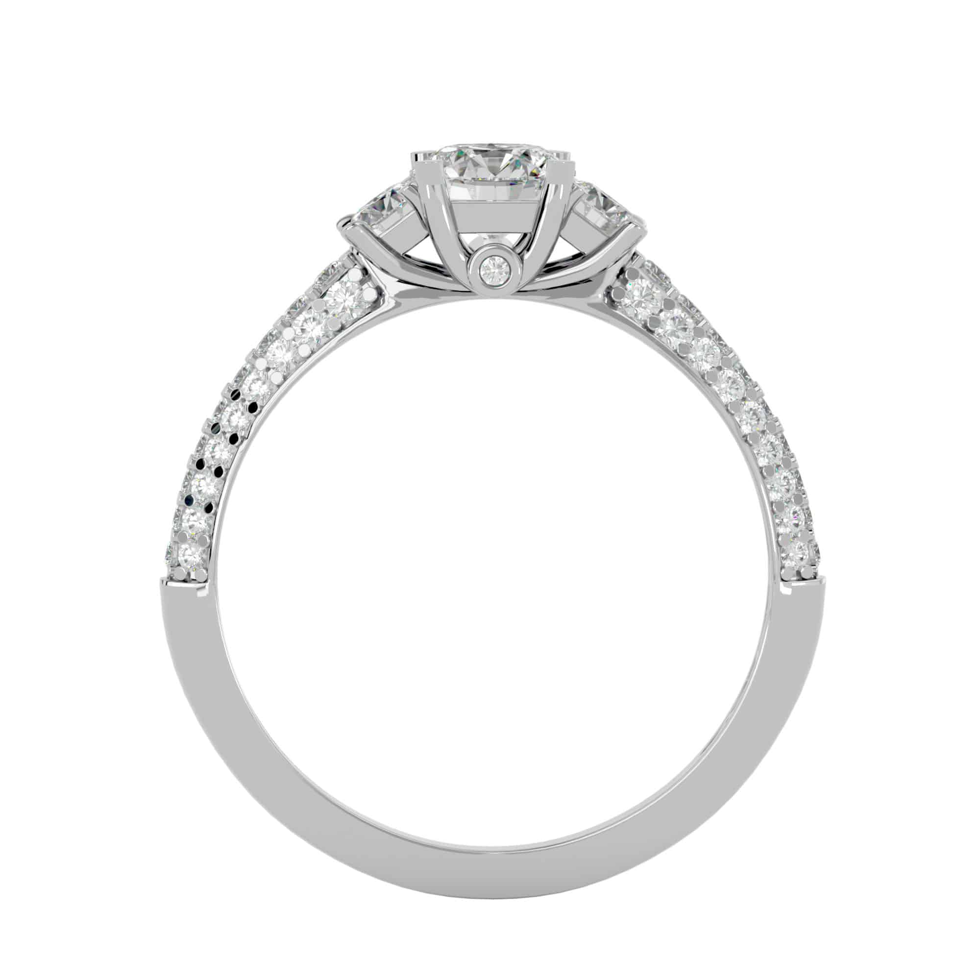 RX Three Stone Engagement Ring Micro-Pave Diamond Setting