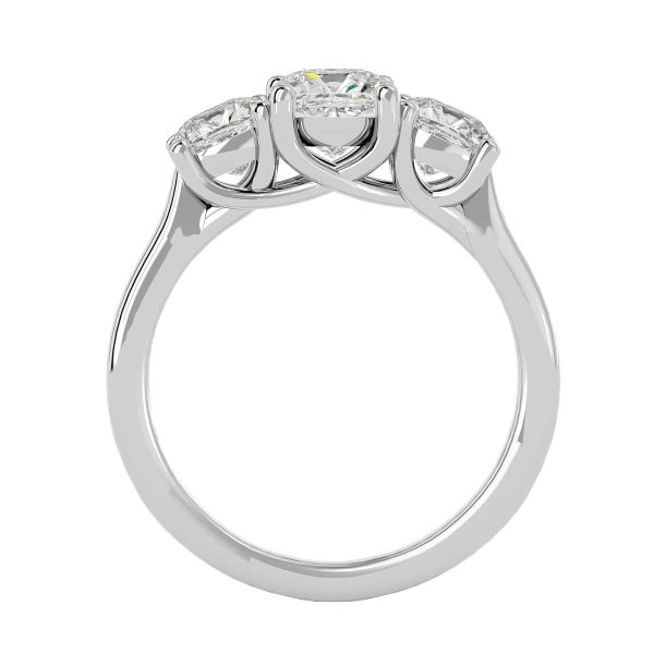 Cushion Shape Twisted Claws Simple Band Three Diamond Engagement Ring