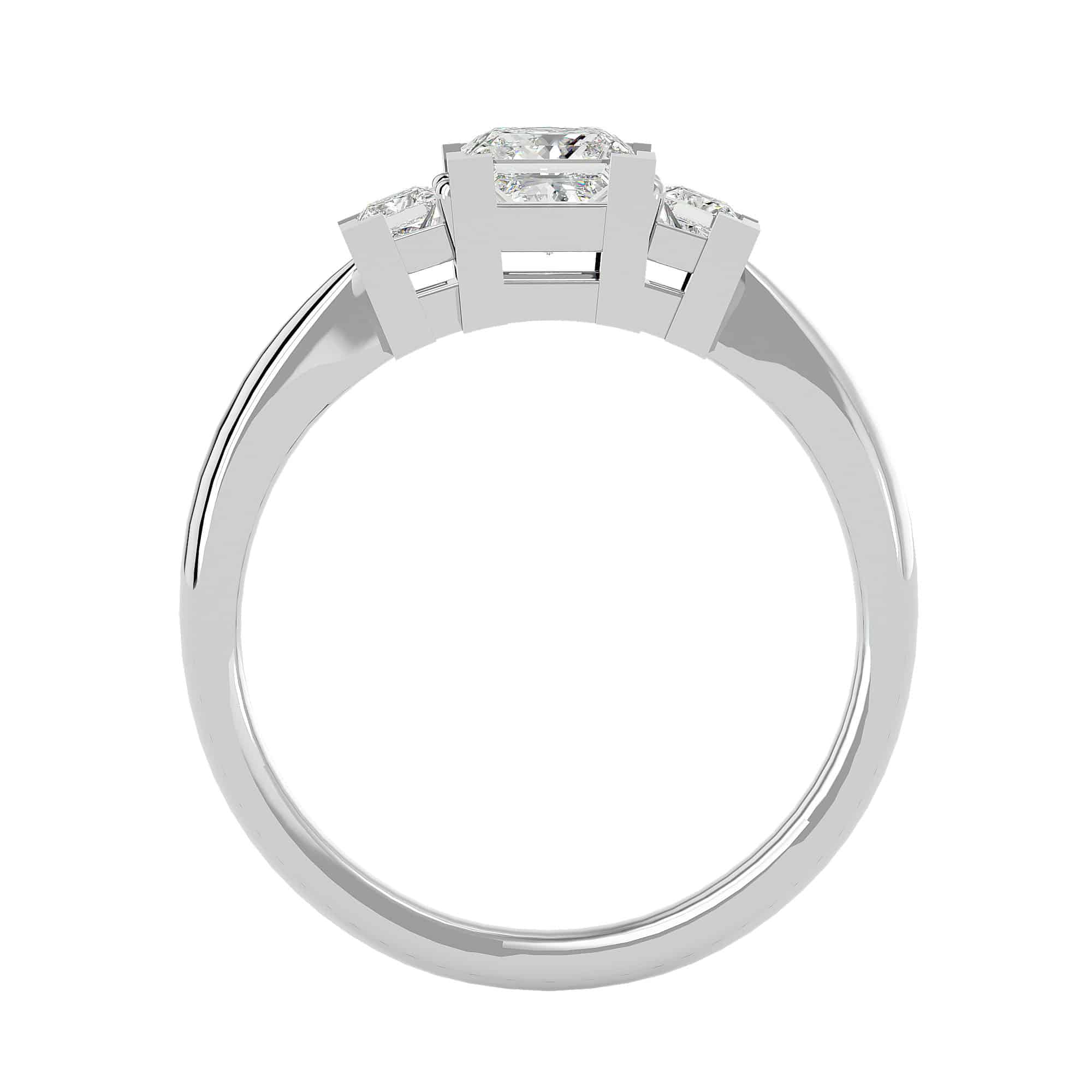 Princess Cut Three Stone Engagement Ring Tapered Band Setting