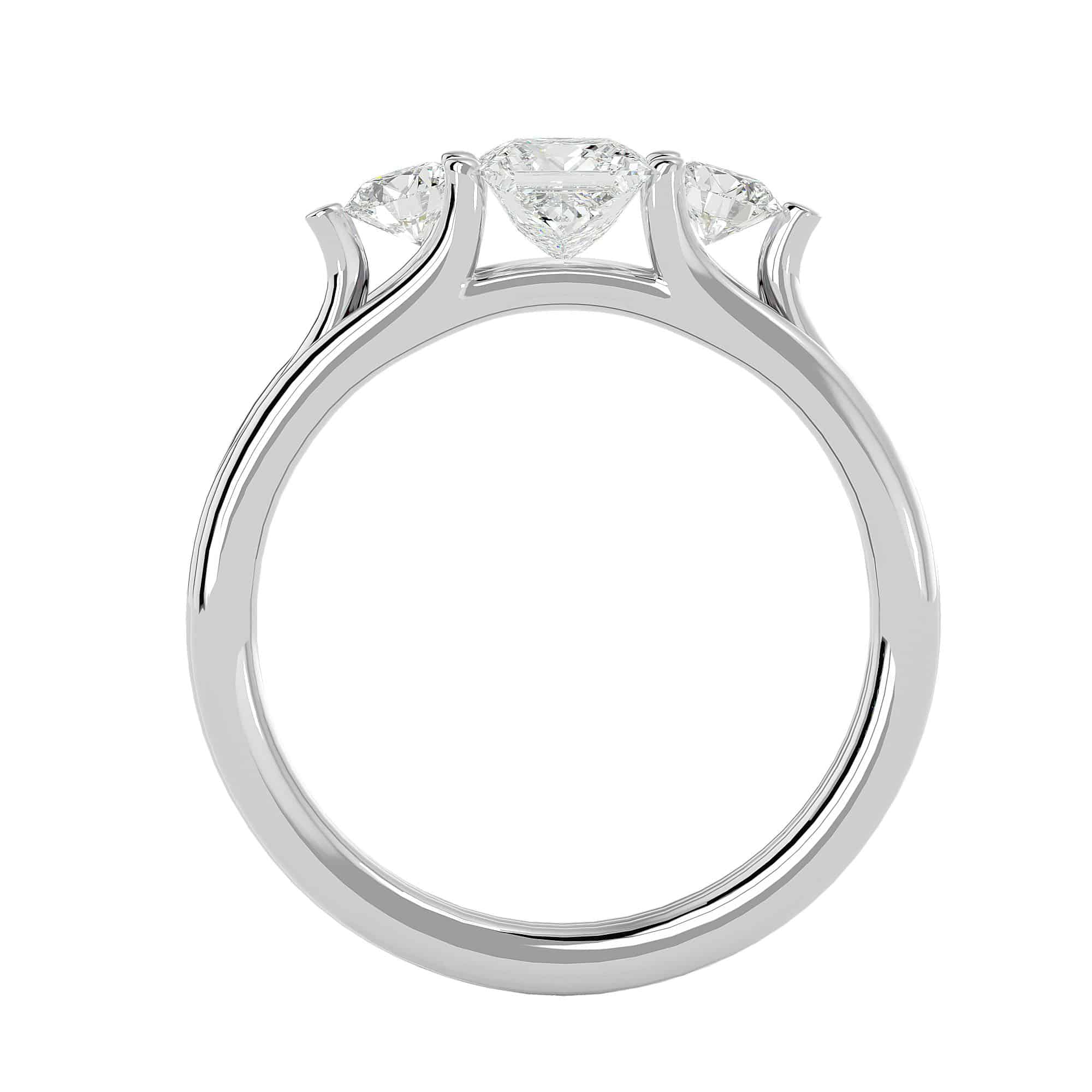 Princess Cut Three Stone Triple Band Engagement Ring