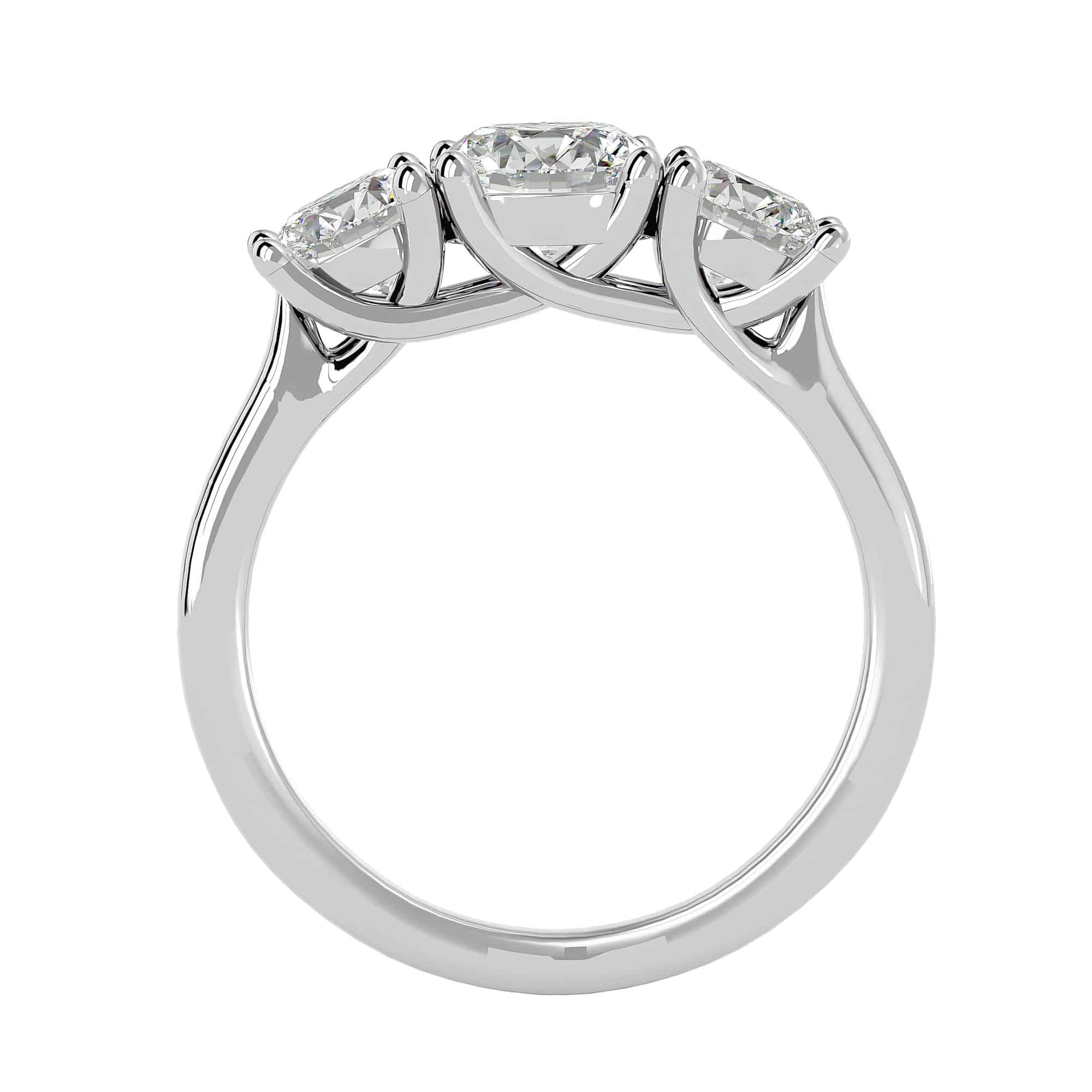 Three Stone Diamond Ring Flat Band Setting