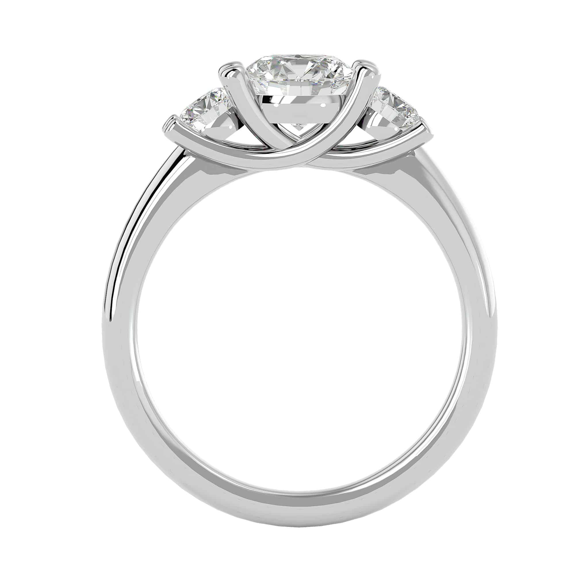 Three Stone Engagement Ring Plain Band Setting