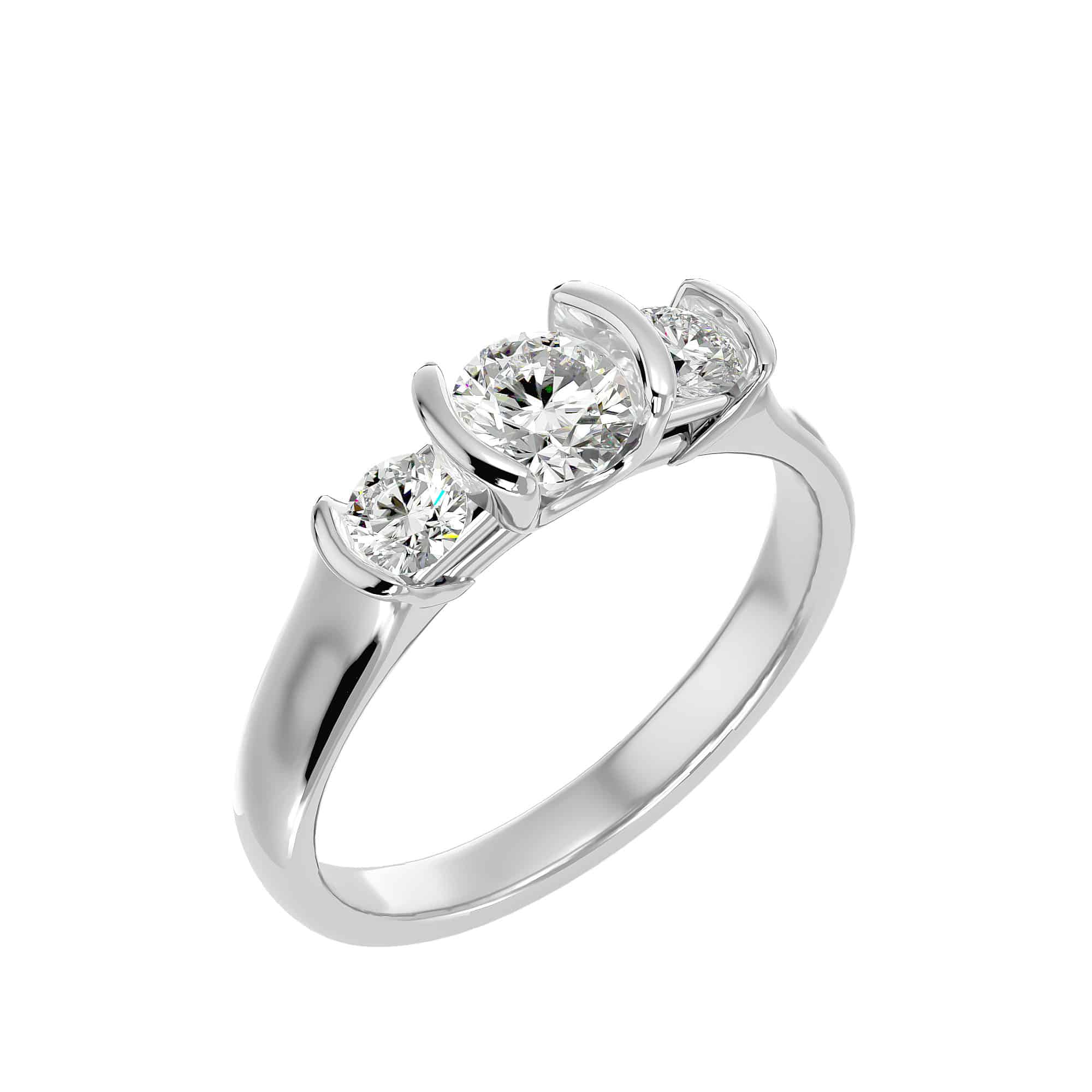 Three Stone Engagement Ring Bar Set Diamondss