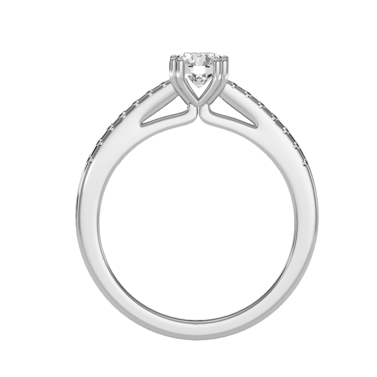 Solitaire Diamond Ring Double Claws Pave Setting