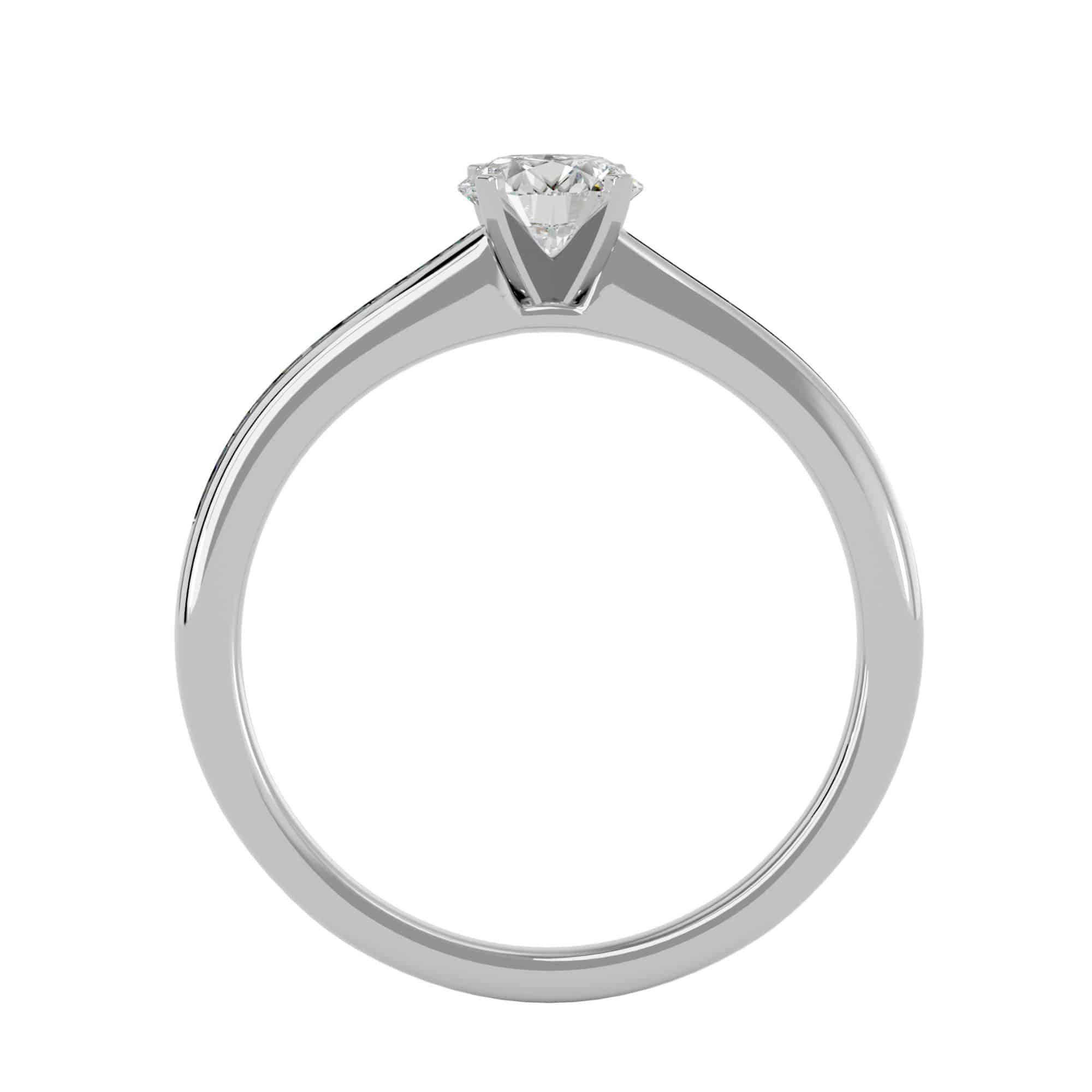 Solitaire Engagement Ring V Claws Low Setting