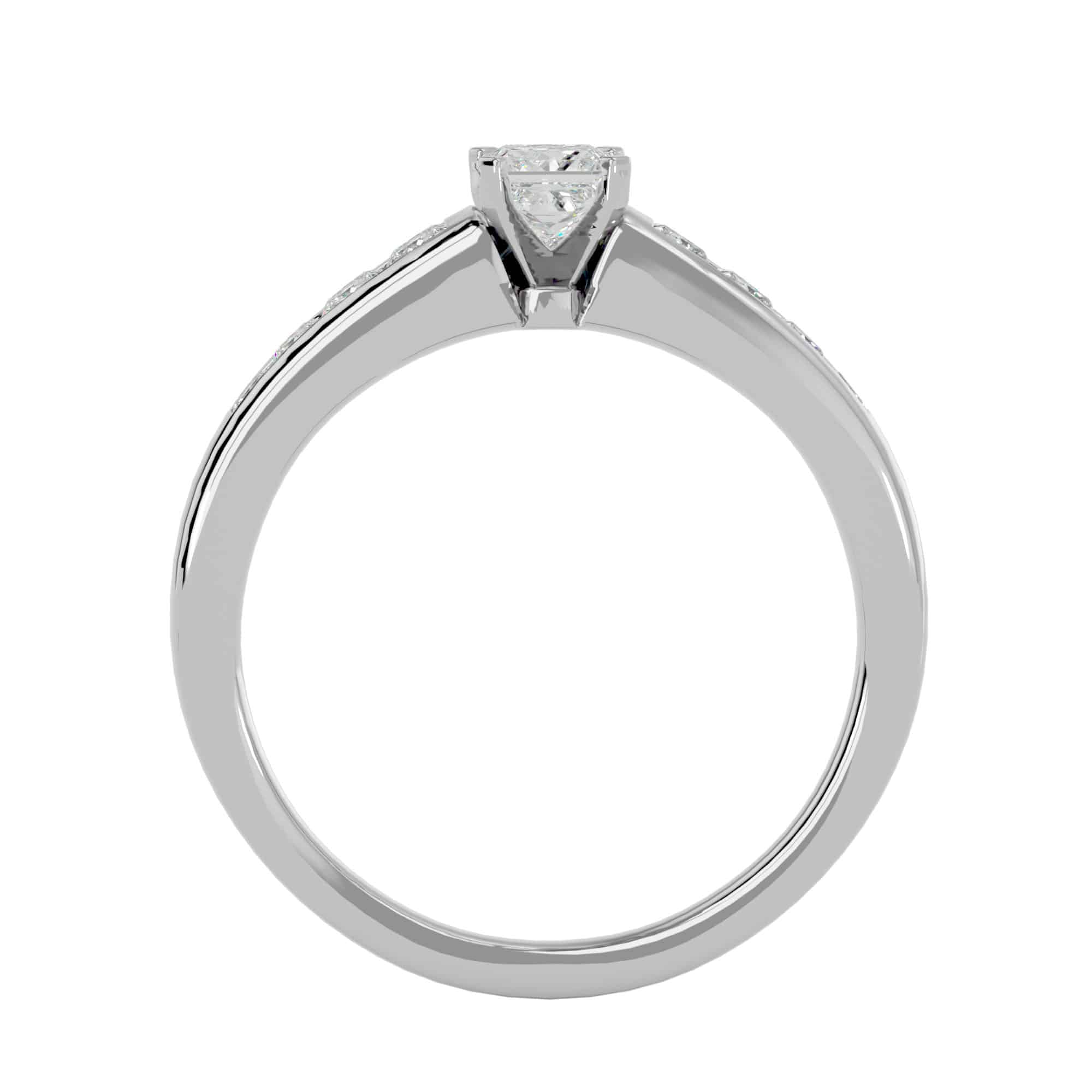 Princess Cut Solitaire Engagement Ring Flared Band Setting