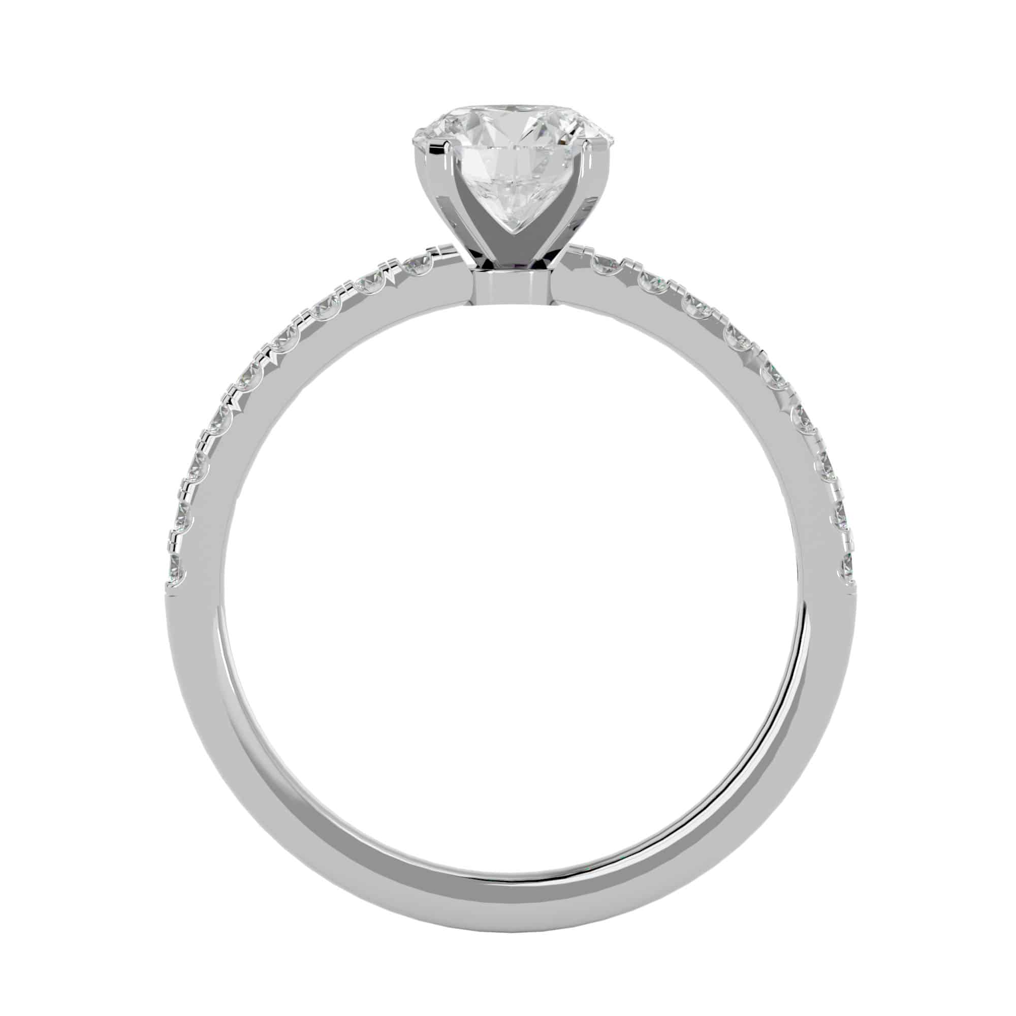 Solitaire Diamond Engagement Ring Simple Pave Setting