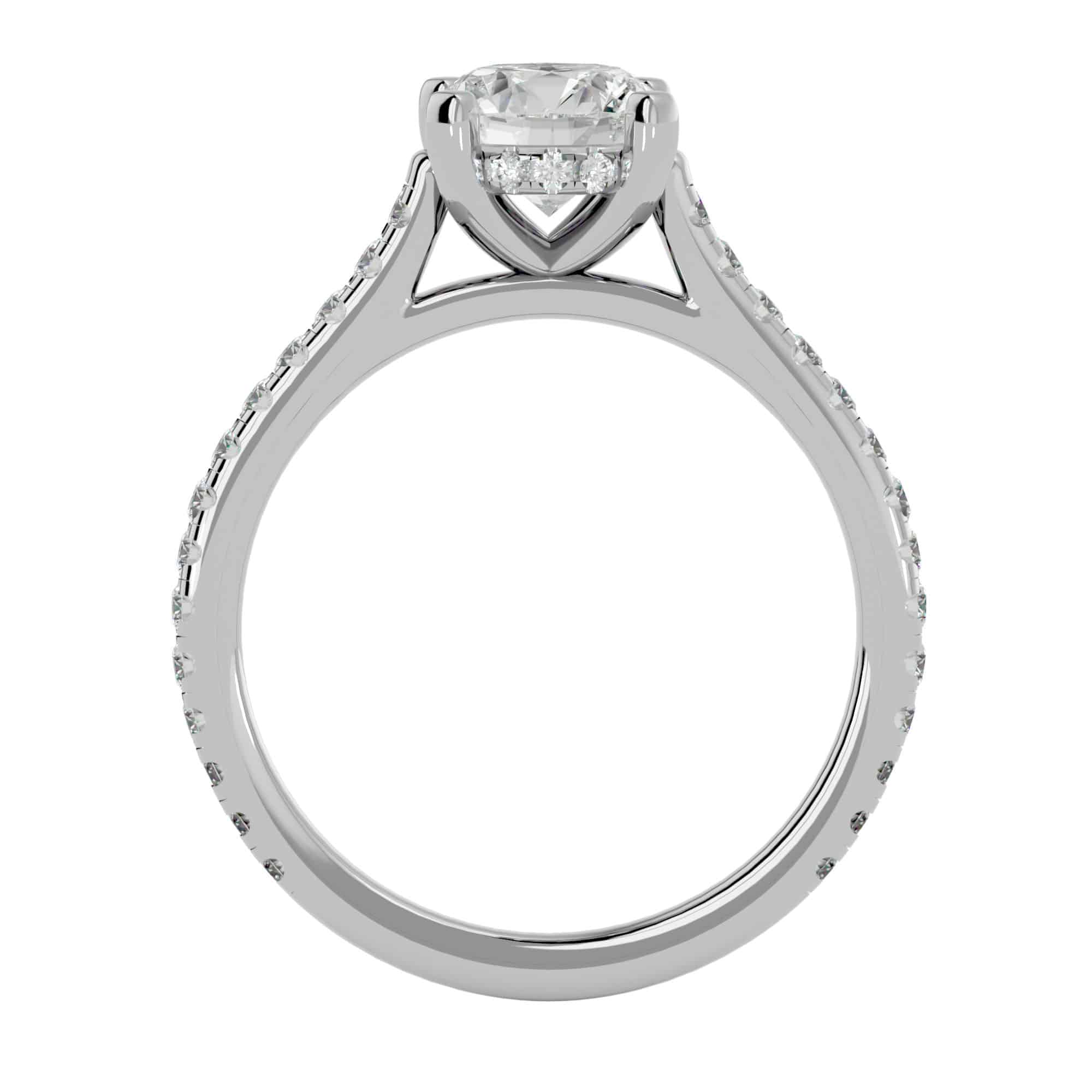 Cathedral Hidden Halo Engagement Ring Pave Setting