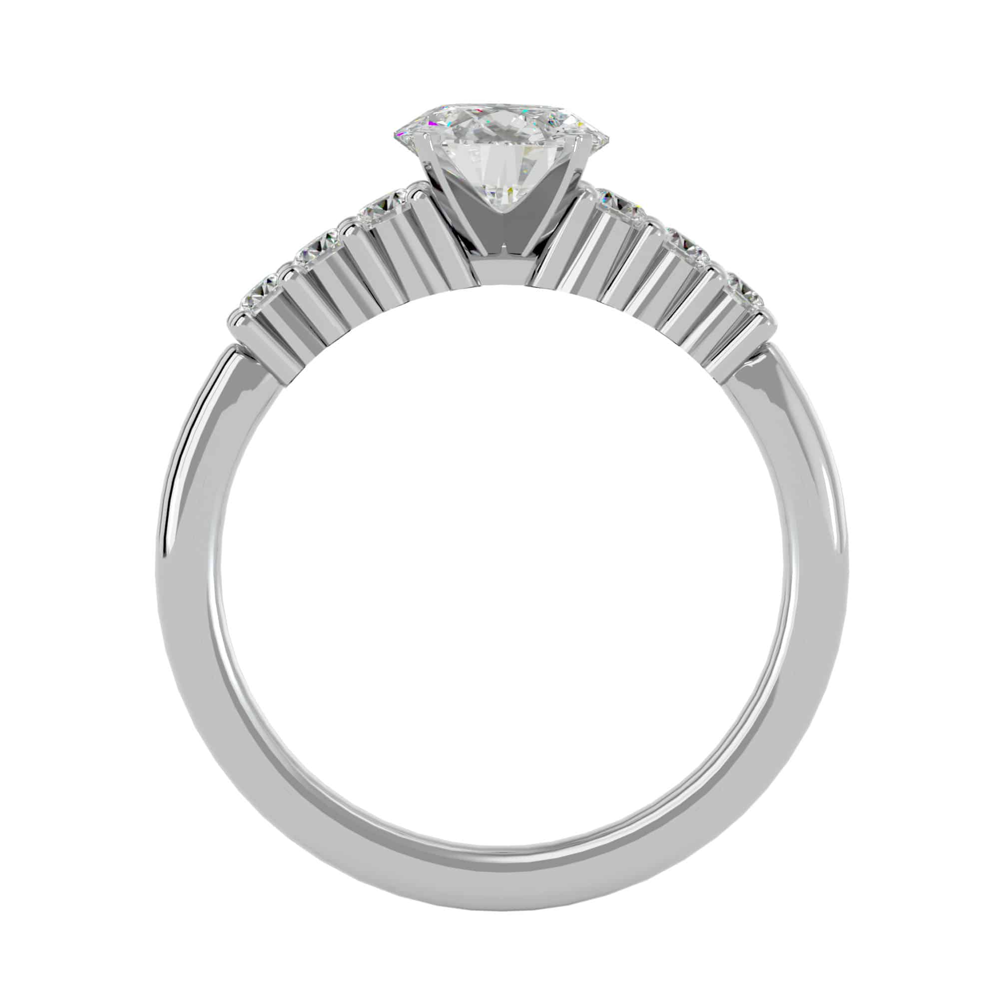 Raised Shoulder Shared Claws Solitaire Engagement Ring