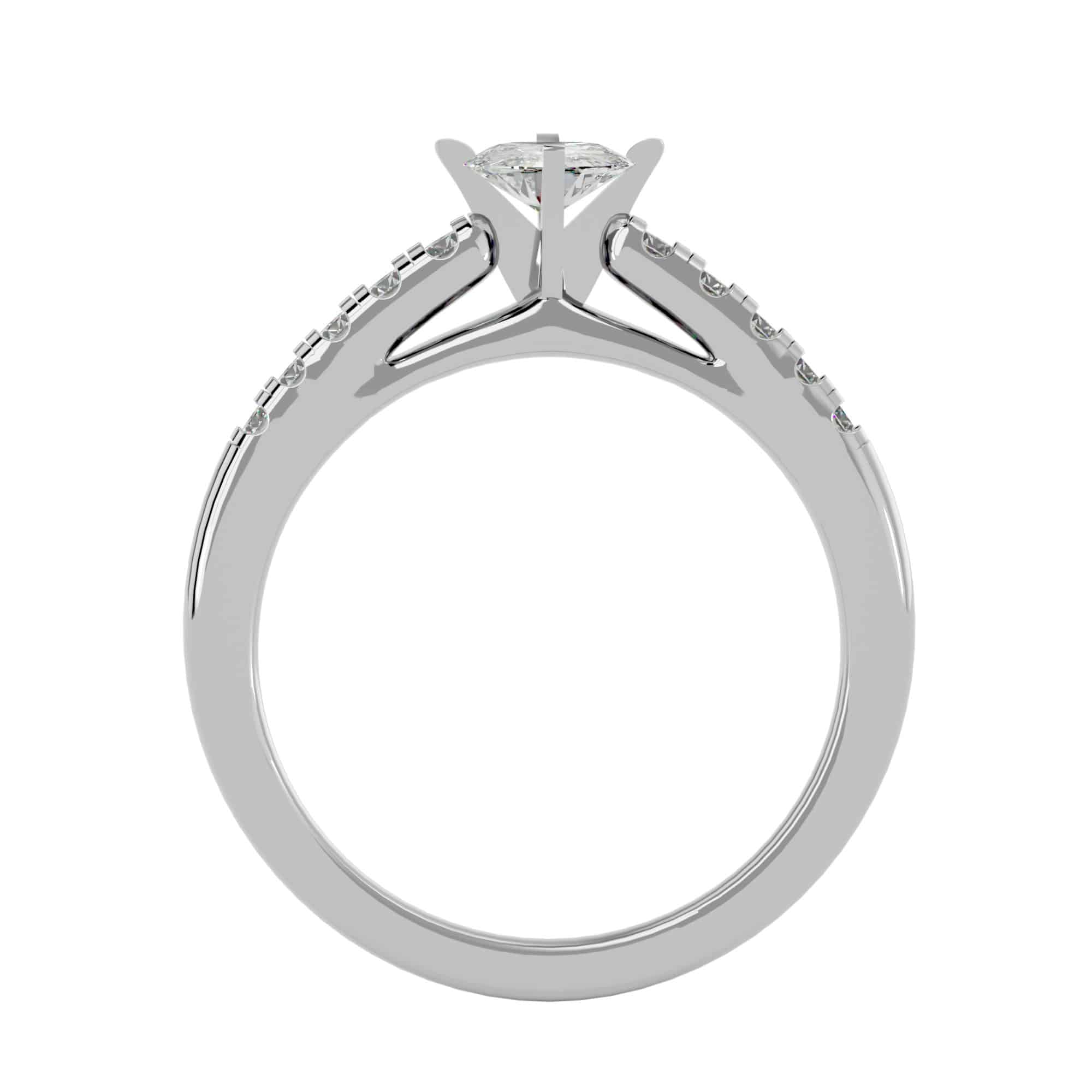 Solitaire Diamond Engagement Ring Four Prongs East West Setting