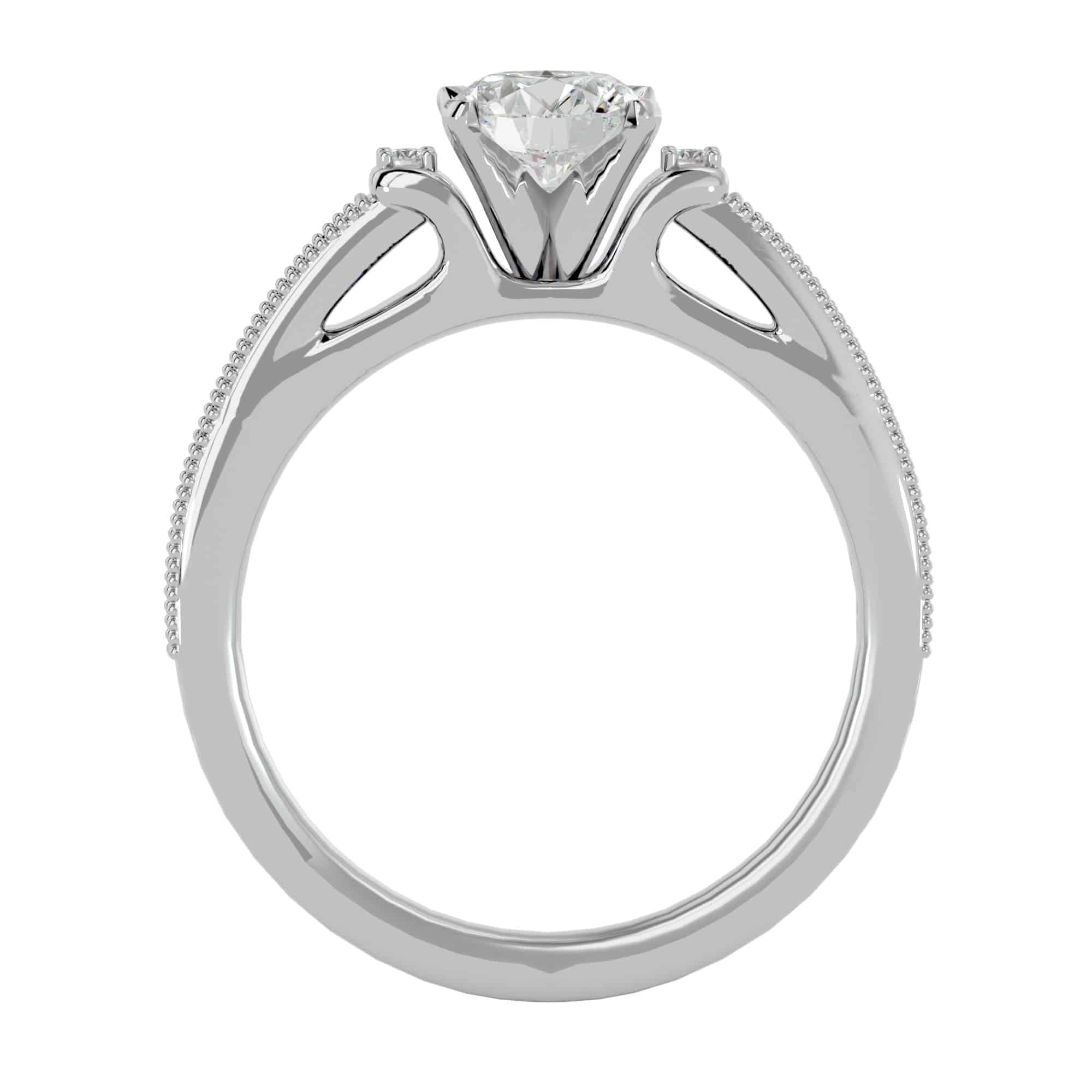 Vintage Engagement Ring With Round Cut Side Diamonds