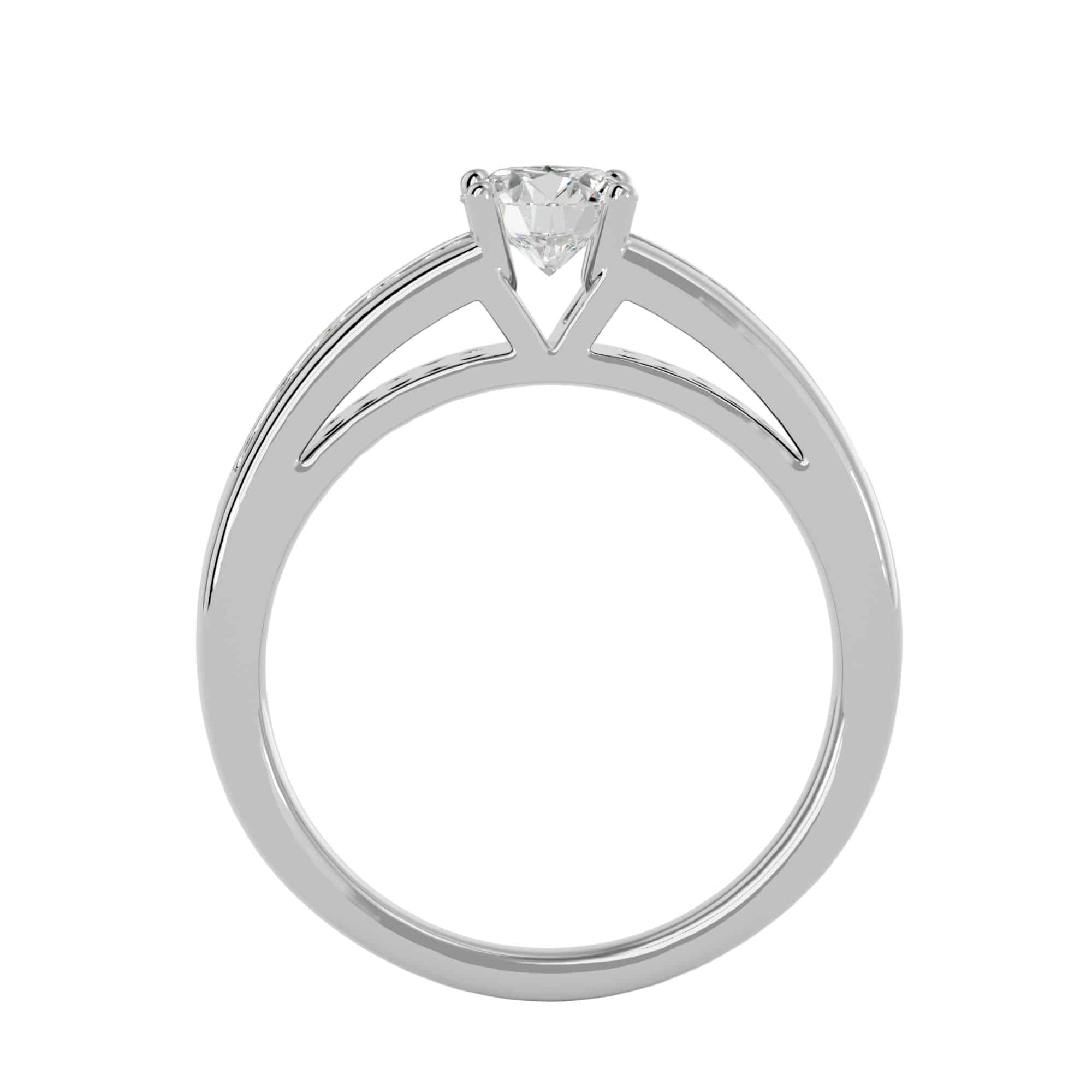 Wide Band Engagement Ring Solitaire Diamond Channel Setting