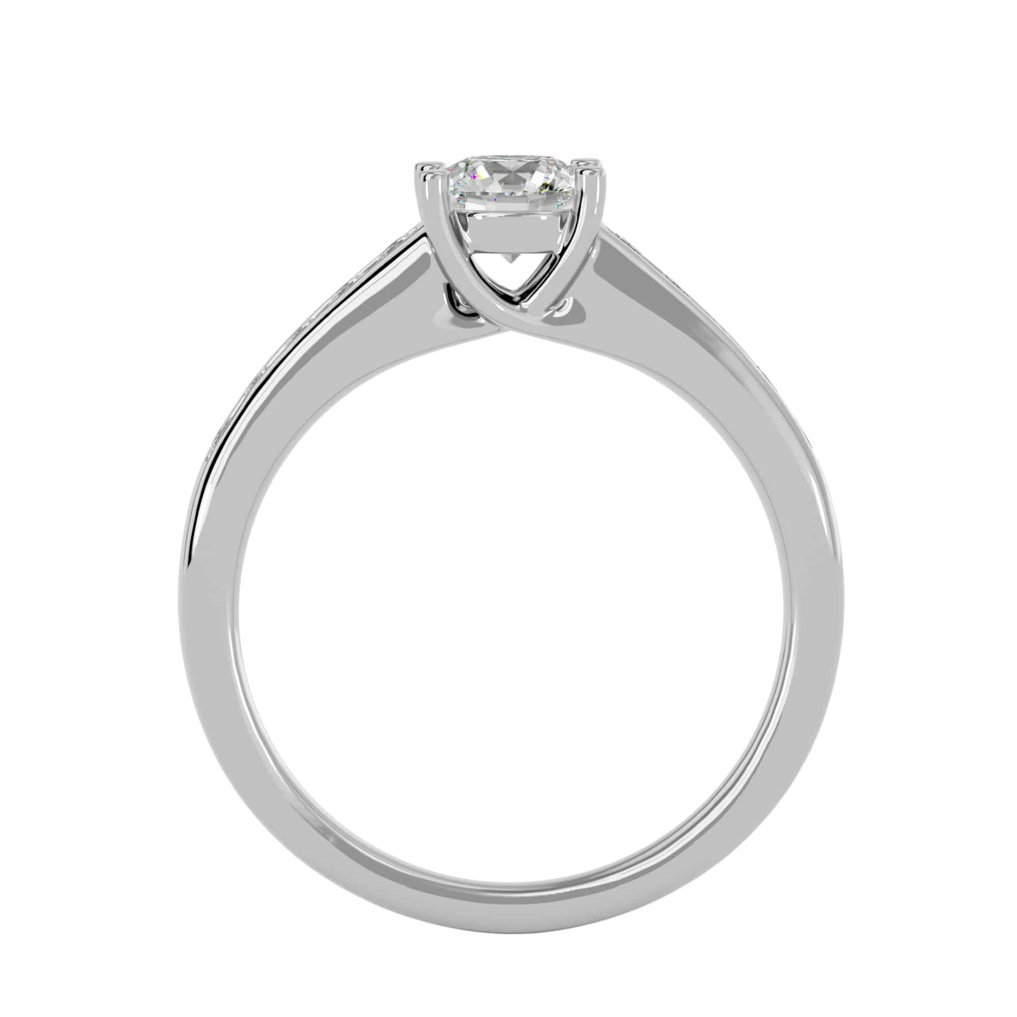 Solitaire Diamond Ring Channel-Set Engagement Band