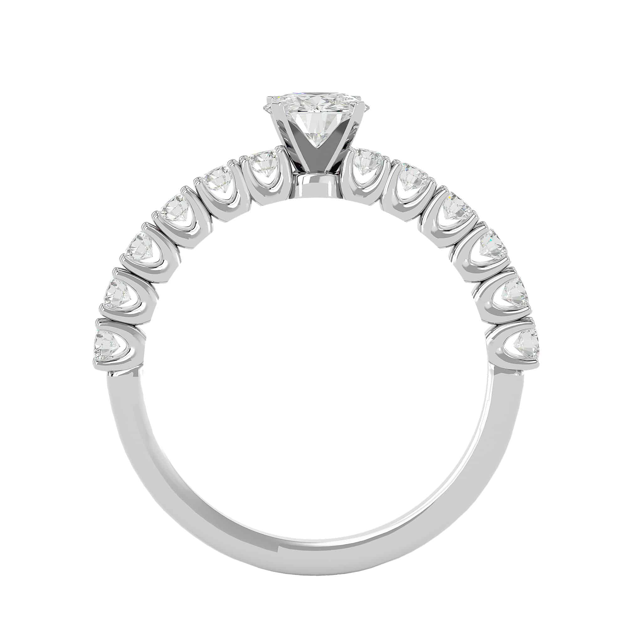 Solitaire Engagement Ring V Prongs Scallop Set Diamonds