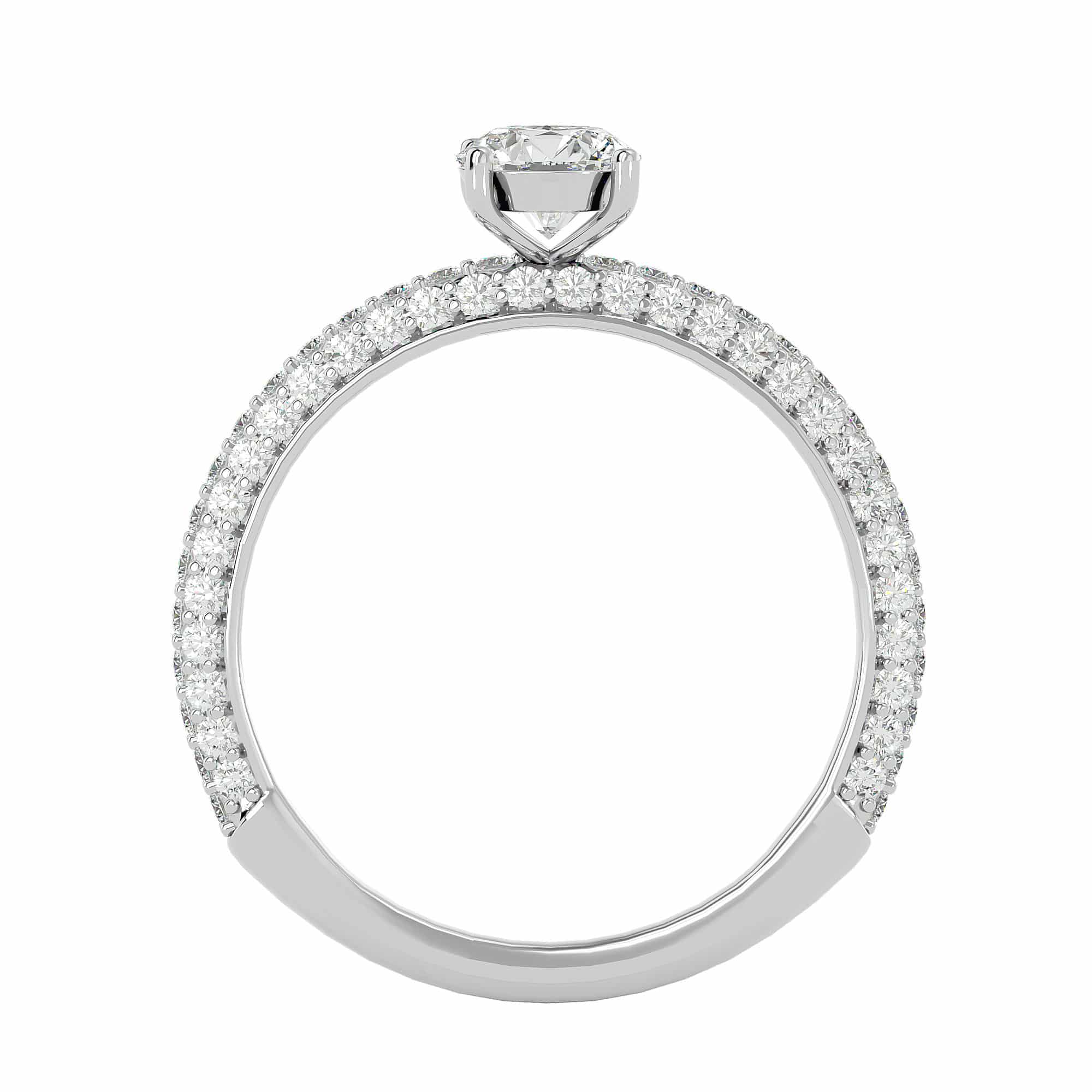 Solitaire Engagement Ring Diamond Band Micro-Pave Setting