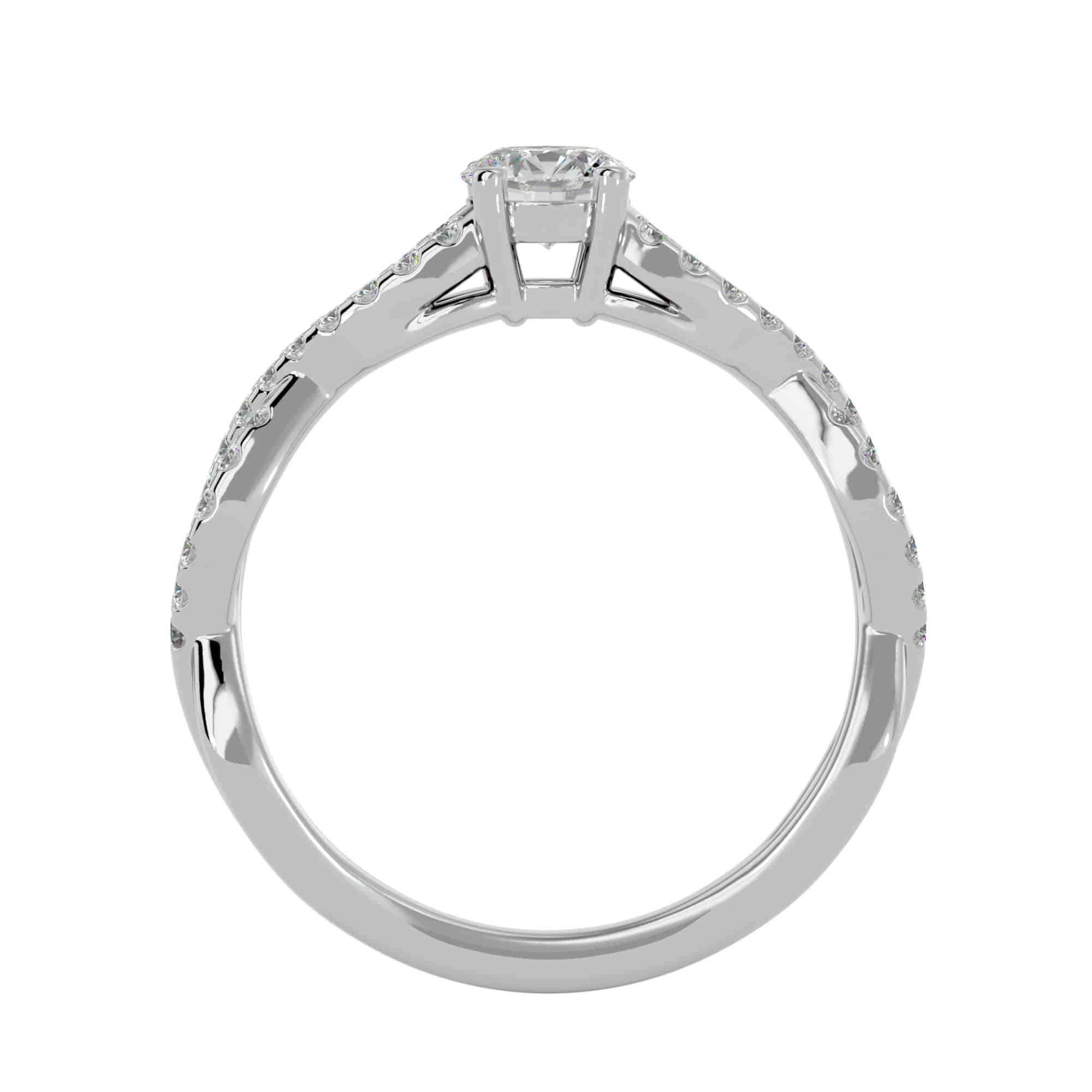 Criss-Cross Engagement Band Solitaire Diamond Ring
