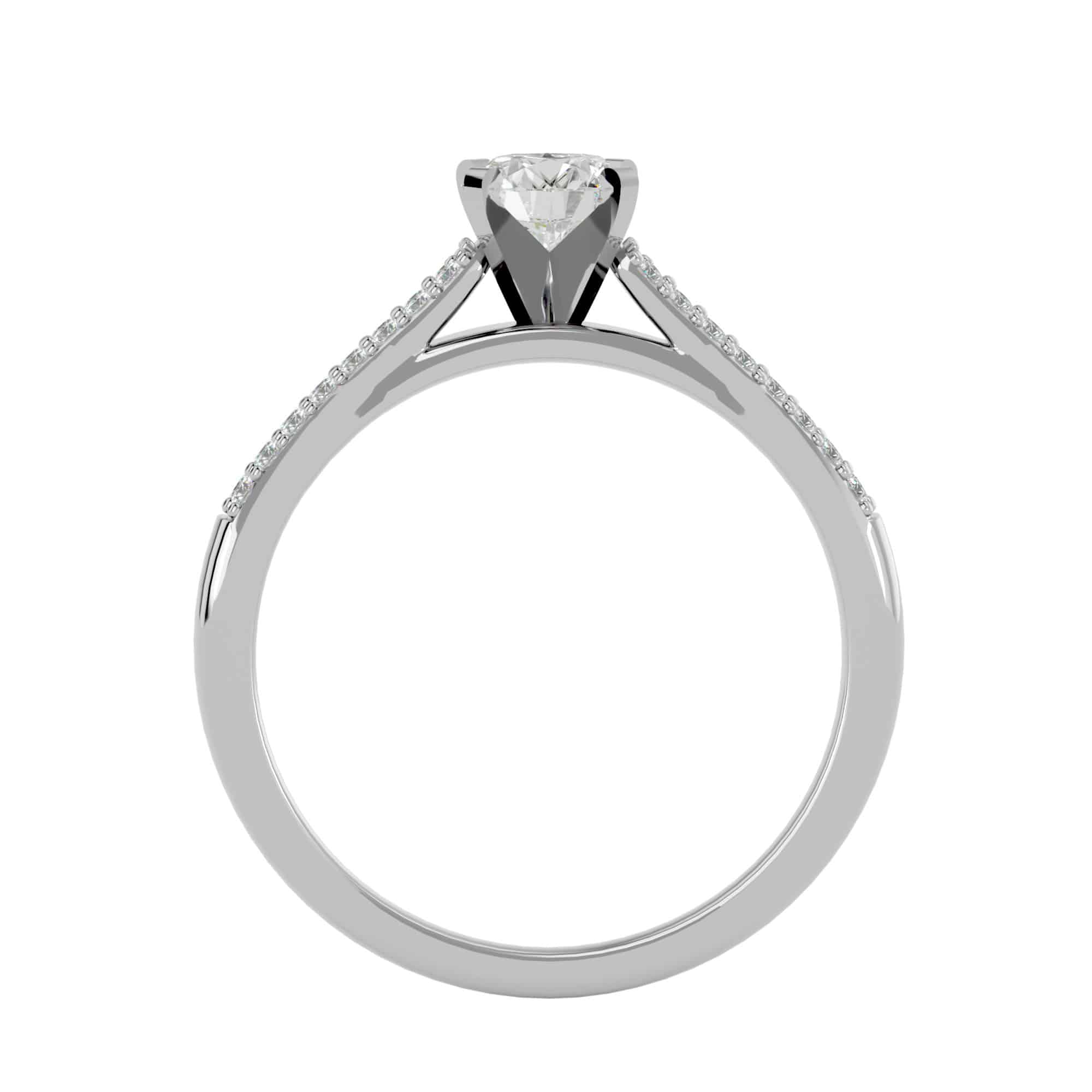 Solitaire Engagement Ring Double Micro-Pave Set Diamonds