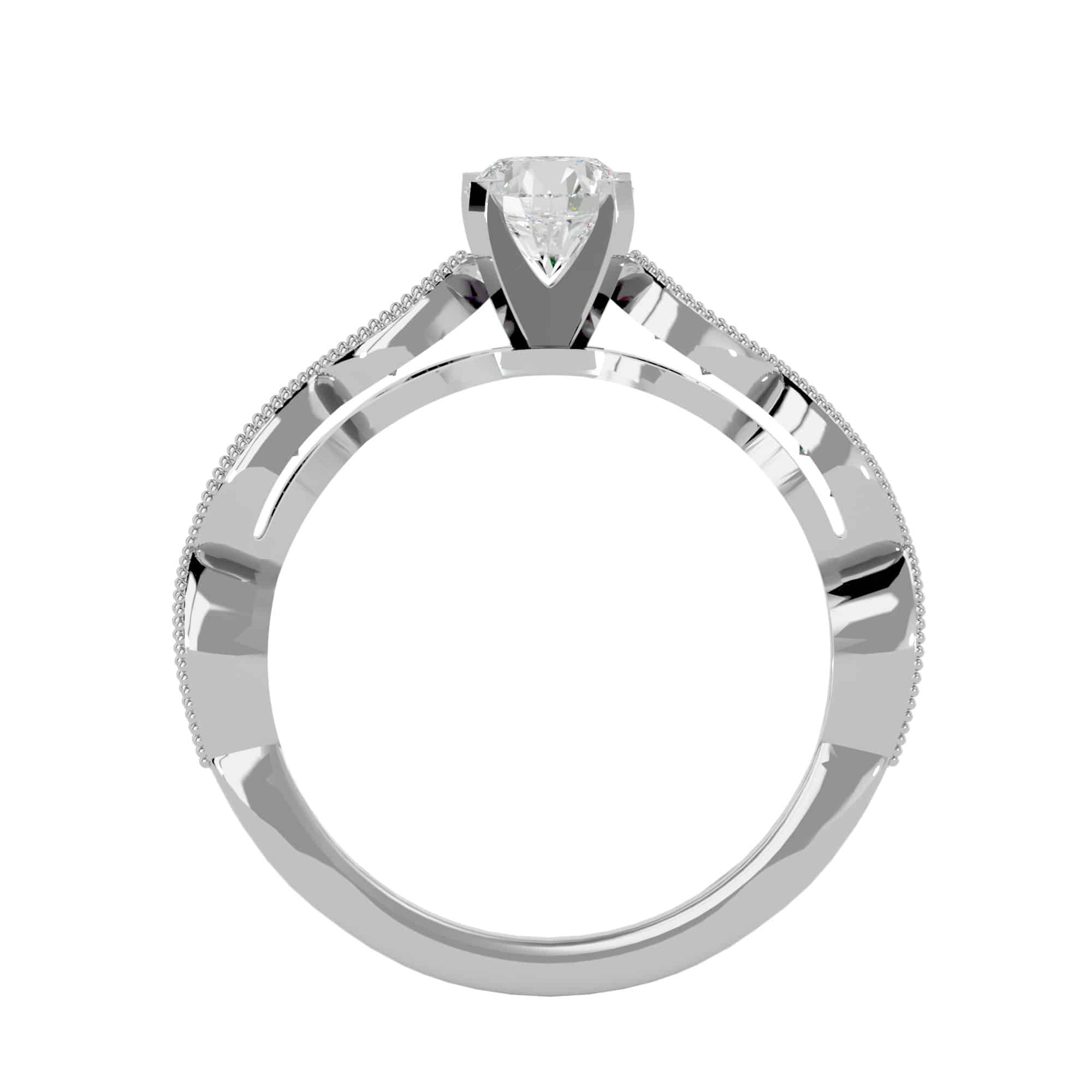 Solitaire Engagement Ring Raised Milgrain Diamond Setting