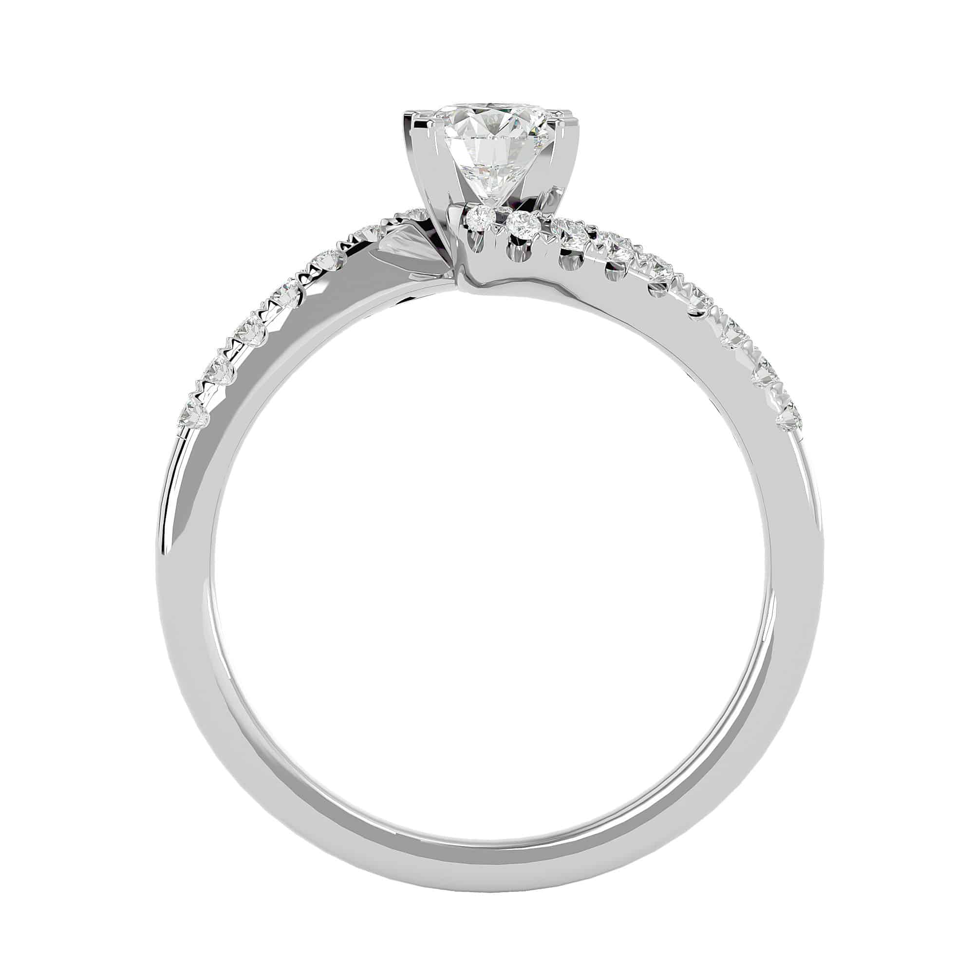 Twisted Band Engagement Ring Pave Diamond Setting