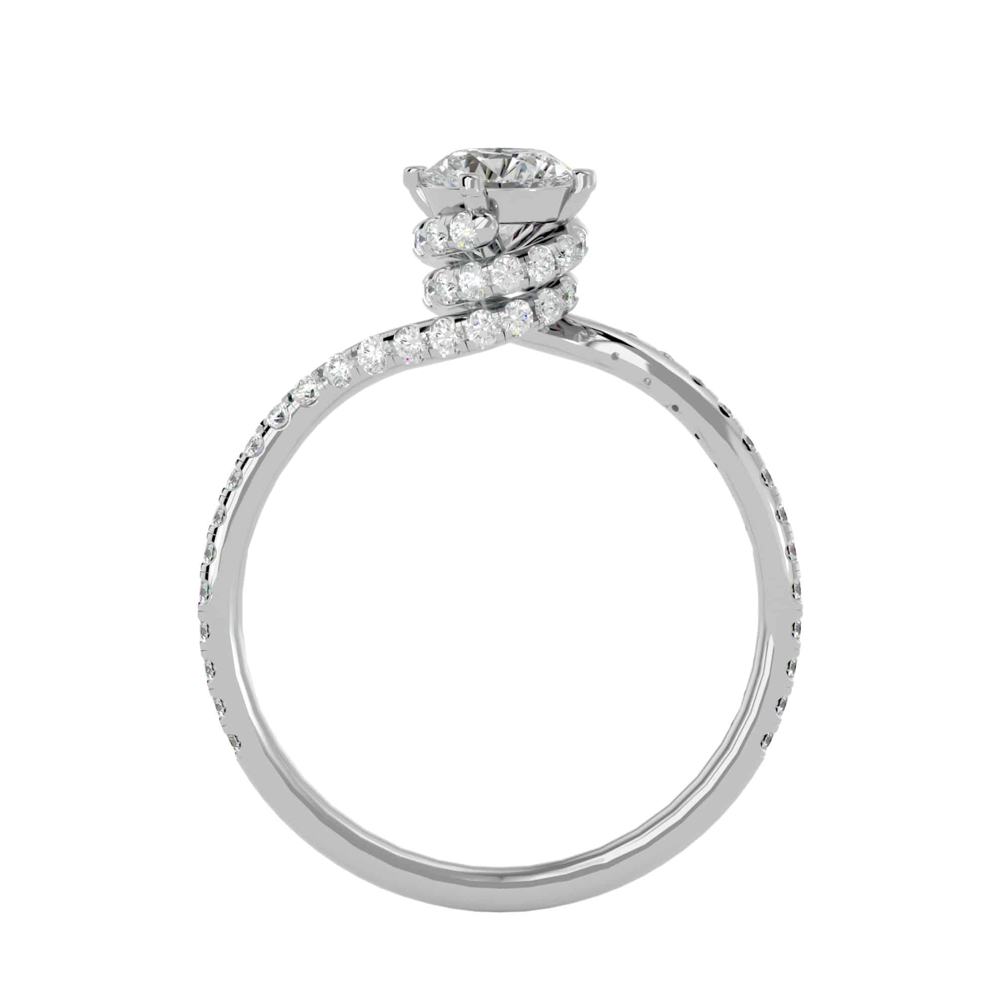 Josephine Petite Solitaire Engagement Ring Helix Pave-Set Diamonds