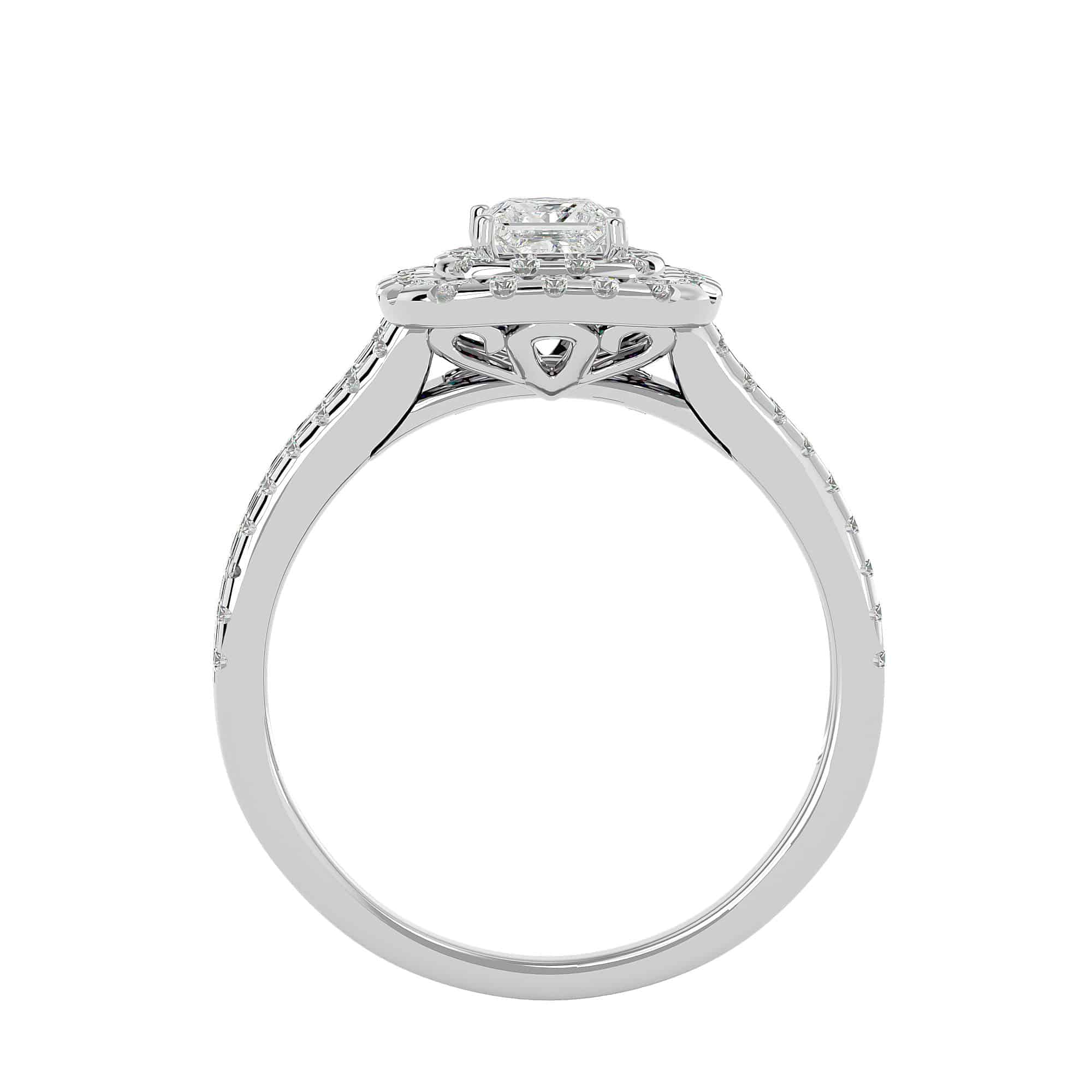 Princess Cut Double Halo Diamond Engagement Ring