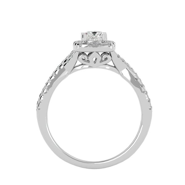 Josephine Crossed Band Halo Diamond Engagement Ring