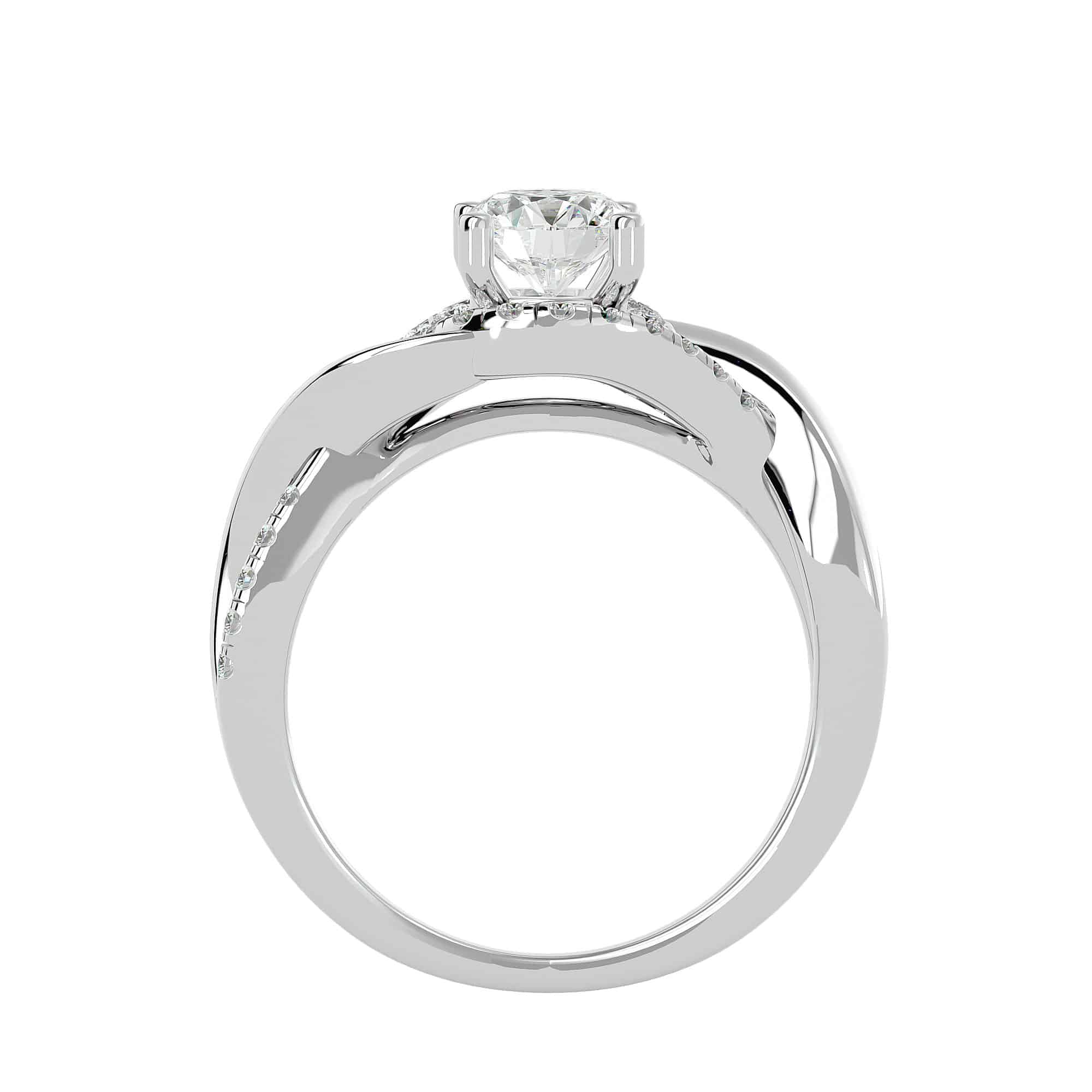 Halo Diamond Engagement Ring Criss-Crossed Setting