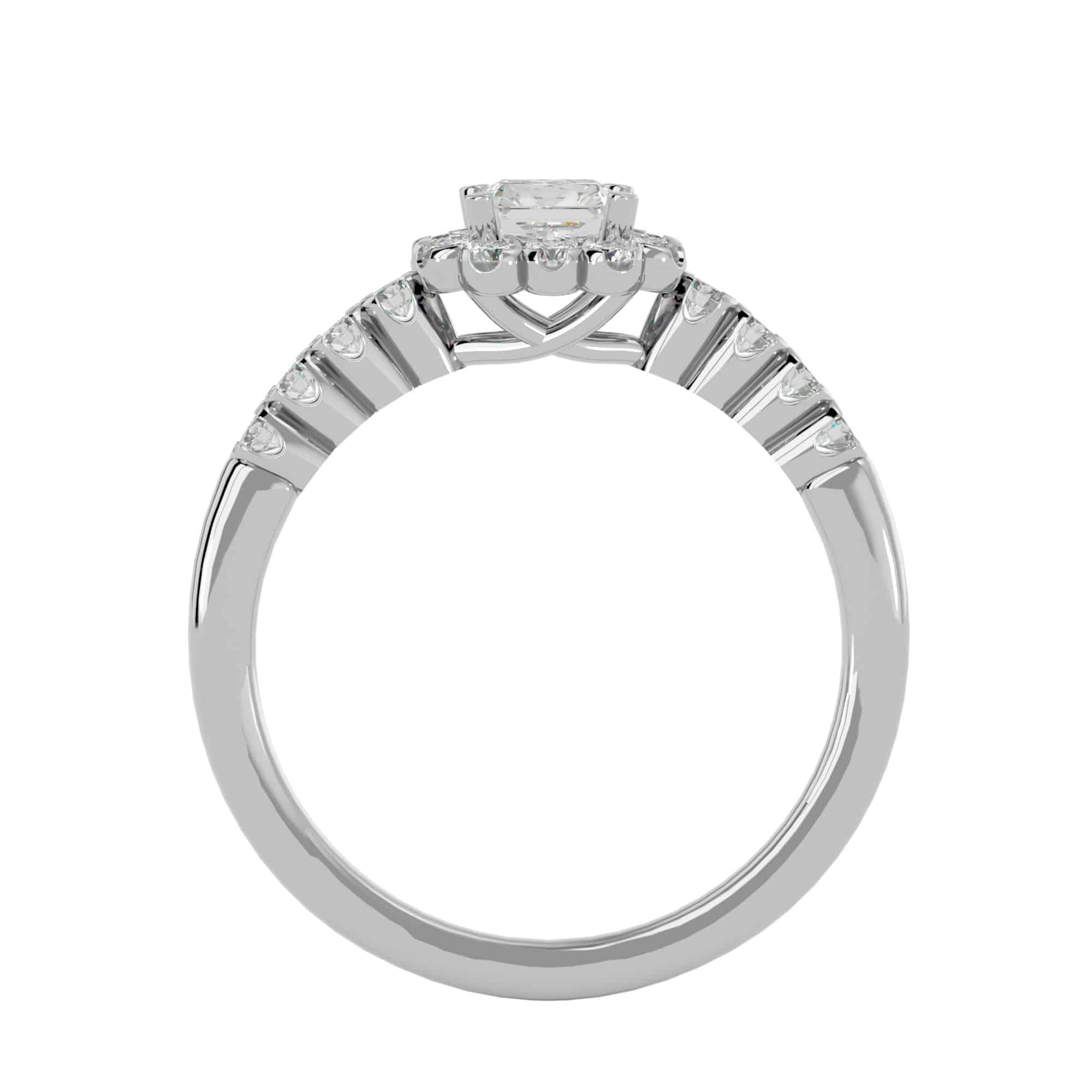 Square Diamond Flower Halo Engagement Ring