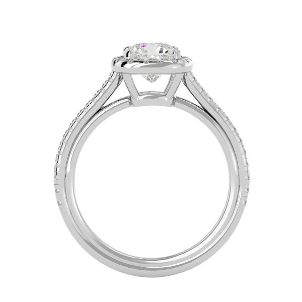 Cushion Shape Petite Halo Diamond Engagement Ring