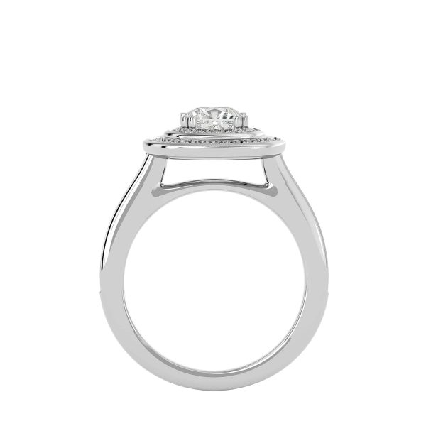 Double Bezel Halo Pinpointed-Set Diamond Engagement Ring