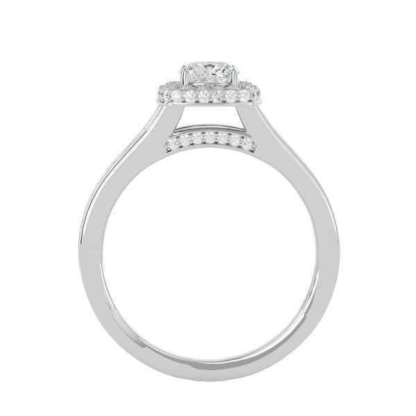 Channel-Set Halo Split Shank Diamond Engagement Ring