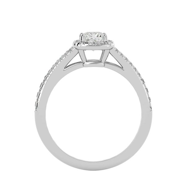 Open Shank Pave-Set Halo Diamond Engagement Ring
