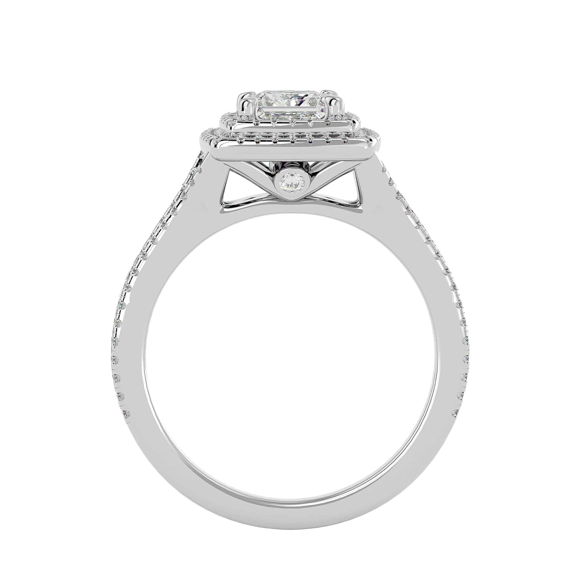 RX Princess Cut Double Halo Engagement Ring Split Shank Setting