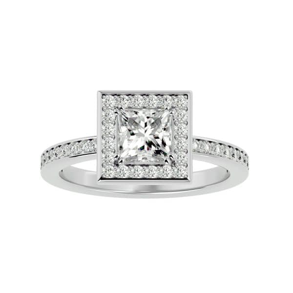 Princess Cut Square Halo Engagement RingPrincess Cut Square Halo Engagement Ring