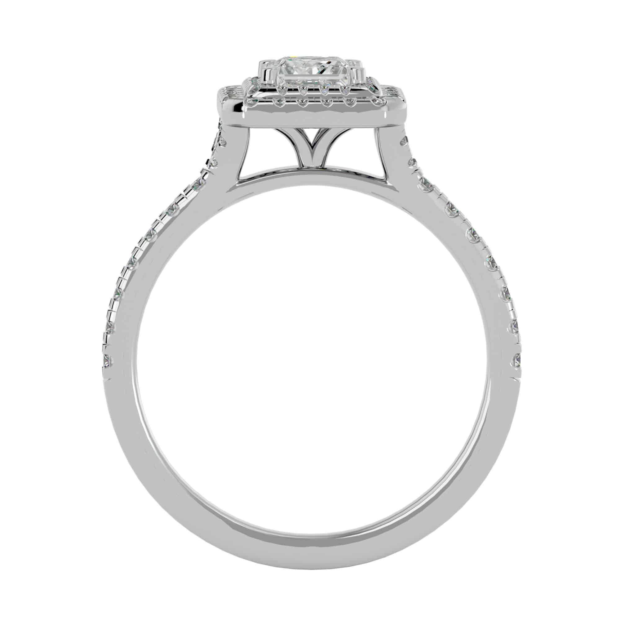 Princess Cut Double Halo Engagement Ring Pave Setting