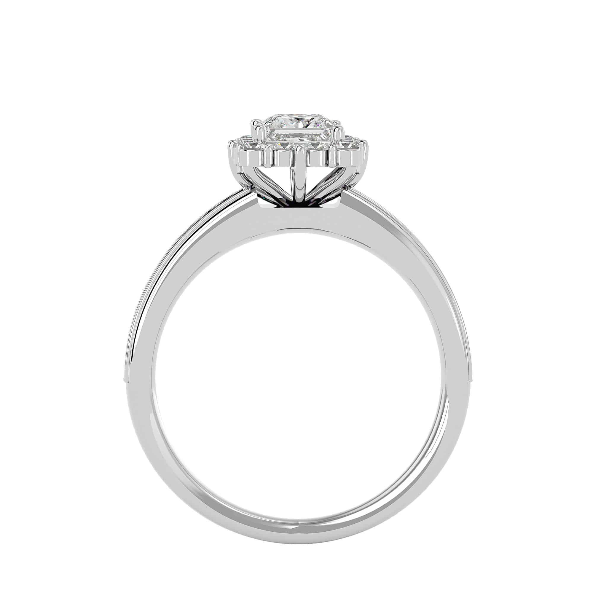 Princess Cut Engagement Ring Flower Halo Setting