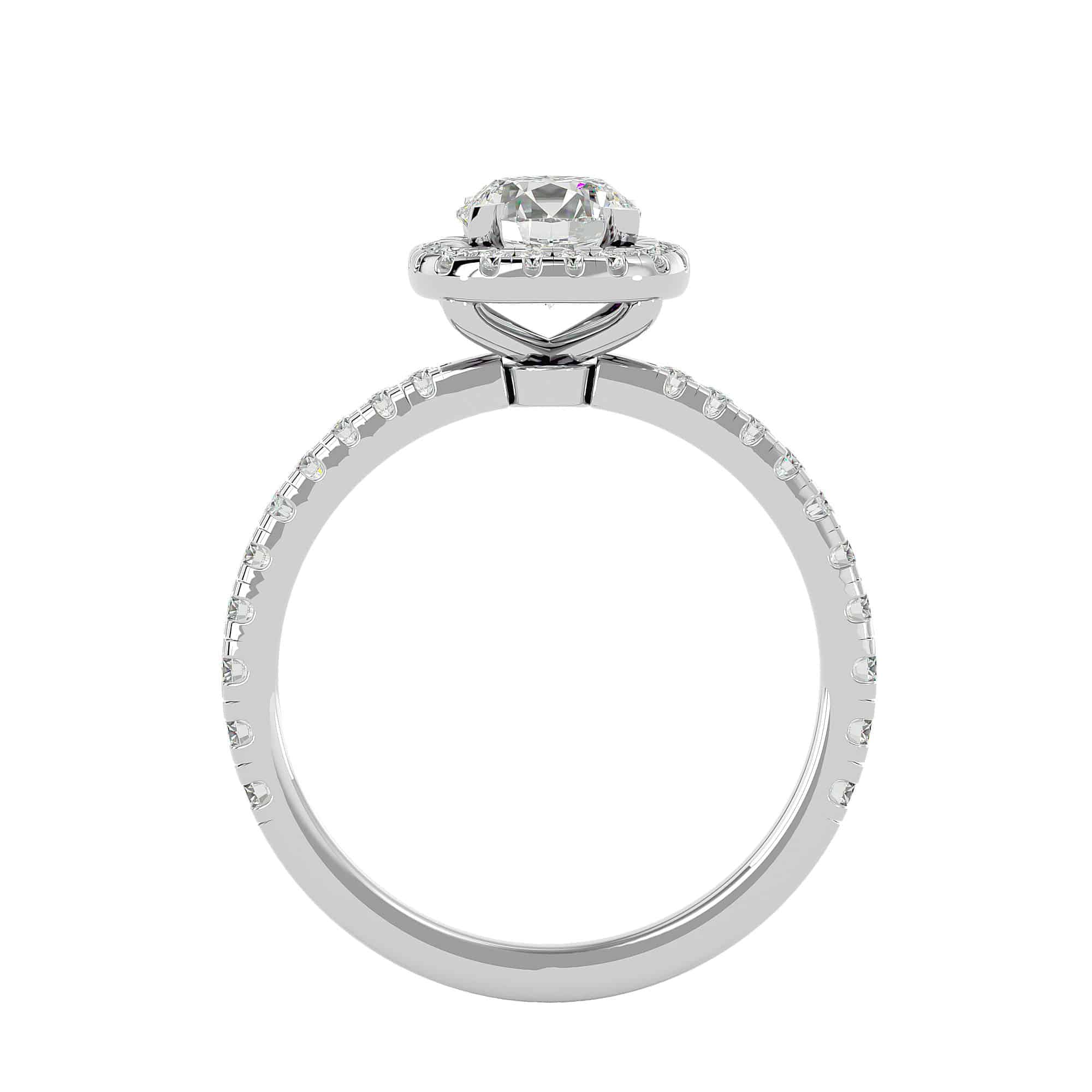 Square Halo Engagement Ring Classic Pave Diamond Setting