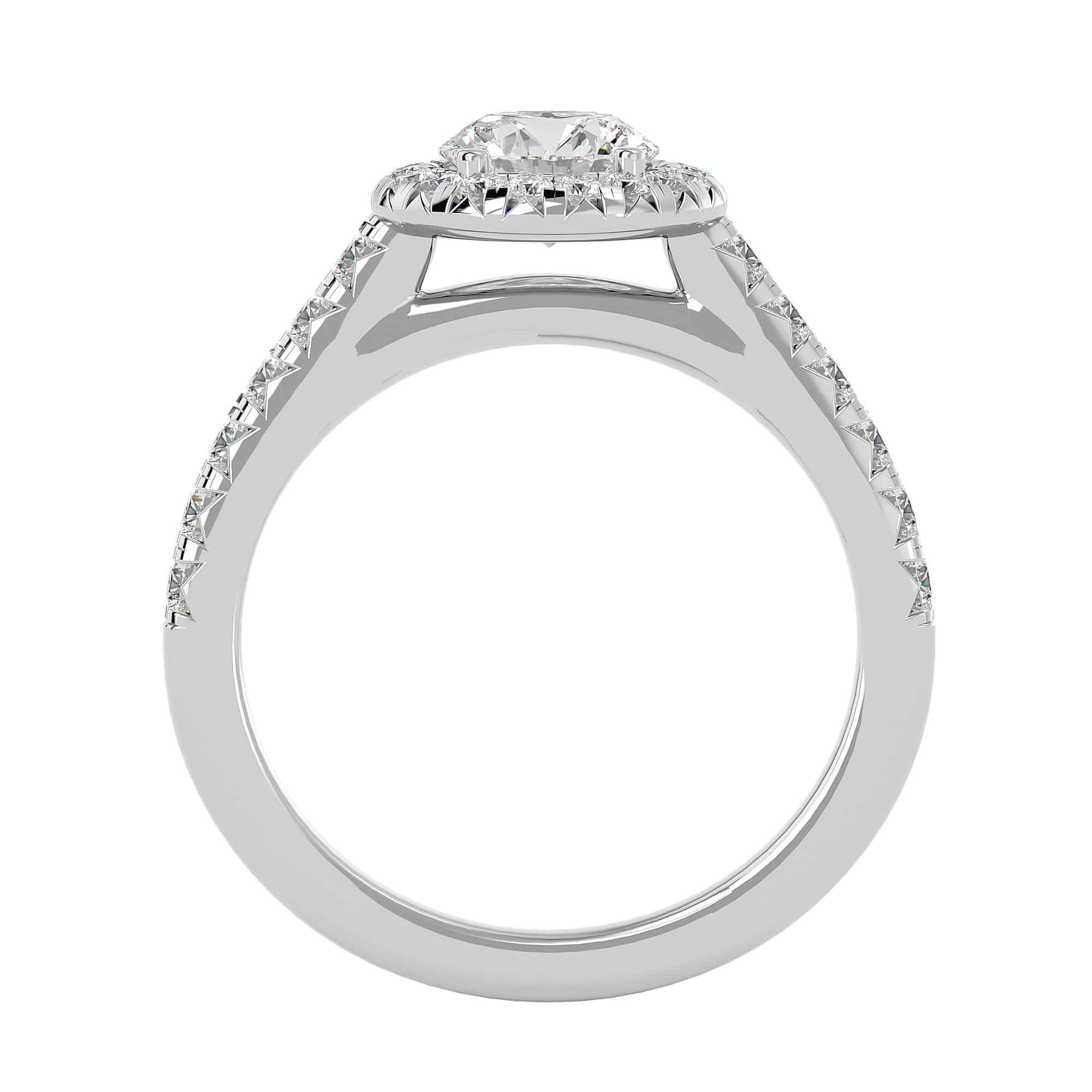 Floating Halo Engagement Setting Tall Shoulder Pave Ring