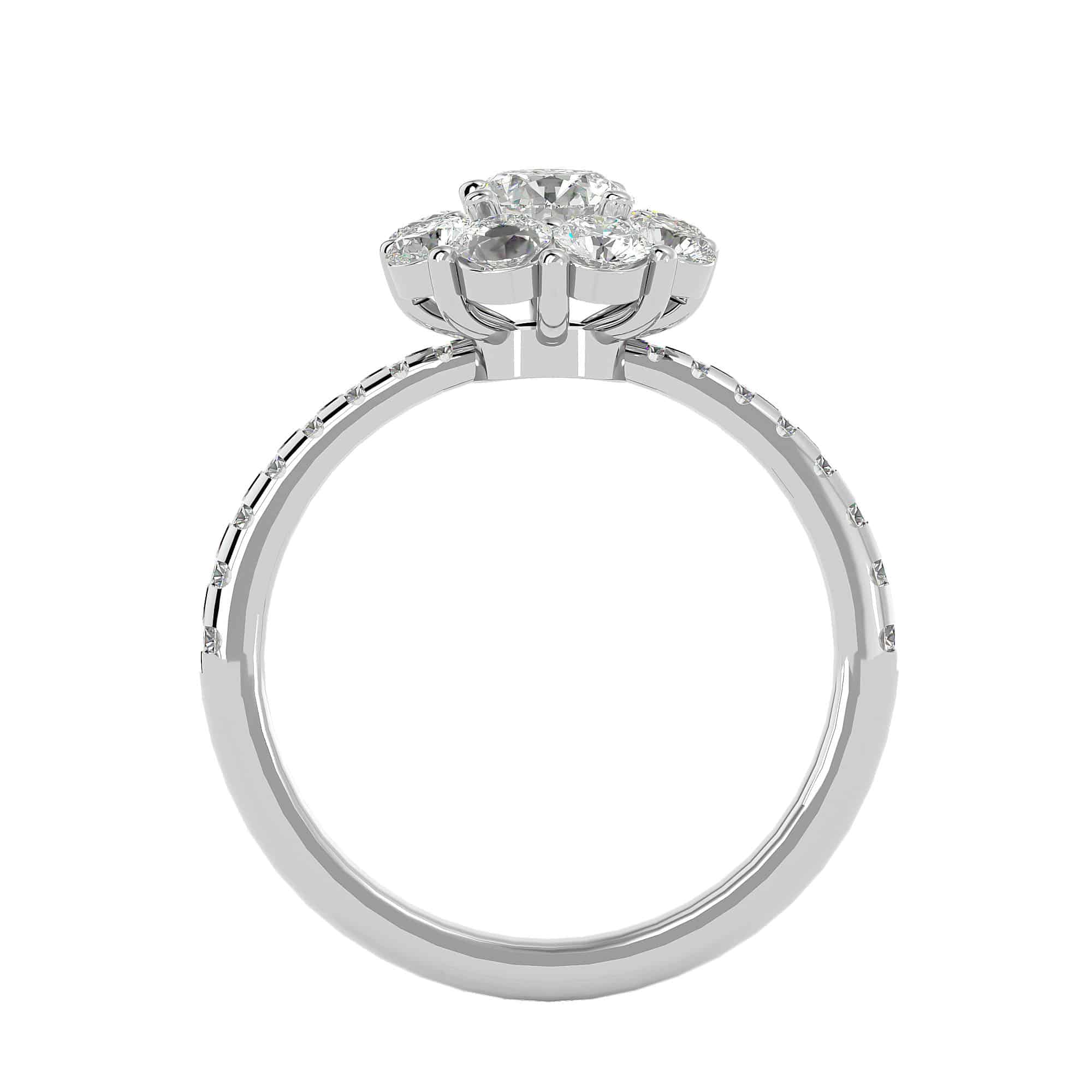 Round Cut Flower Halo Diamond Engagement Ring Setting