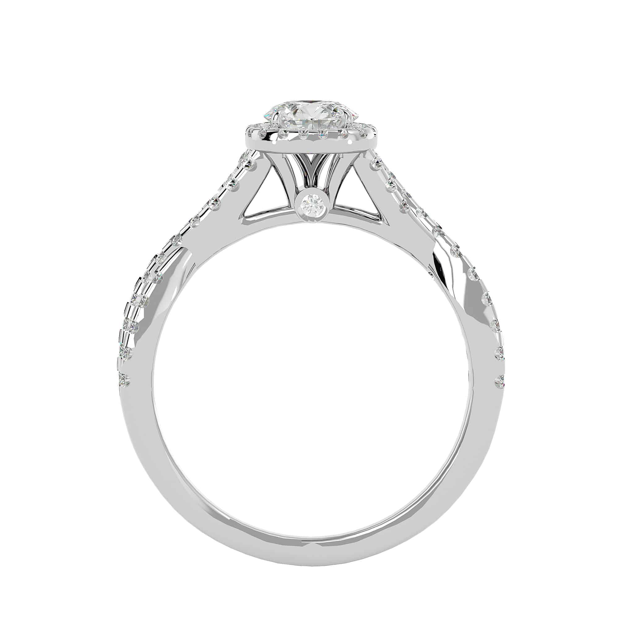 RX Crossed Band Diamond Setting Square Halo Ring