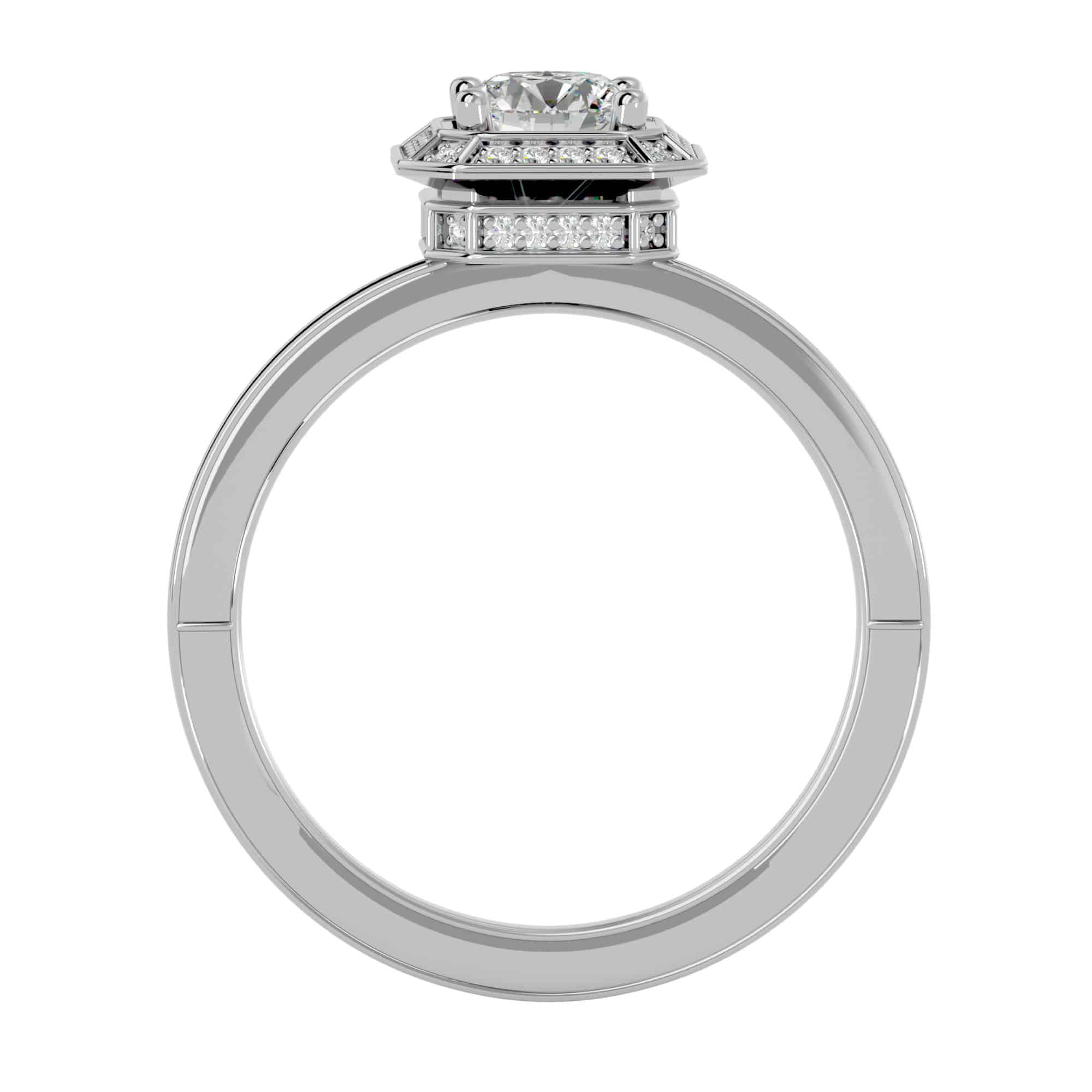 Lucy Square Halo Engagement Ring Vintage Pinpoint Setting