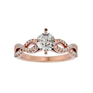infinity engagement ring east west diamond setting with 18k rose gold metal and round shape diamond