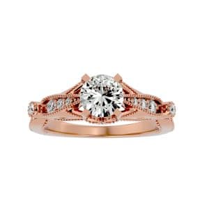 rx vintage solitaire engagement ring setting with 18k rose gold metal and round shape diamond
