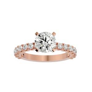 solitaire engagement ring classic scallop diamond setting with 18k rose gold metal and round shape diamond