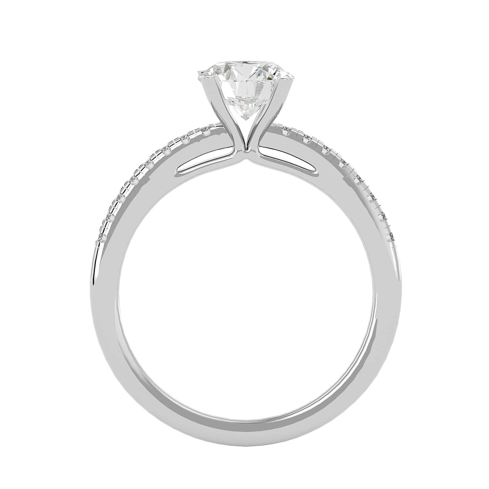 4 Prongs Pave Diamond Engagement Ring Setting