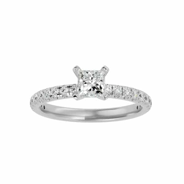 Princess Cut 4 Claws High-Set Diamond Solitaire Engagement RingPrincess Cut 4 Claws High-Set Diamond Solitaire Engagement Ring