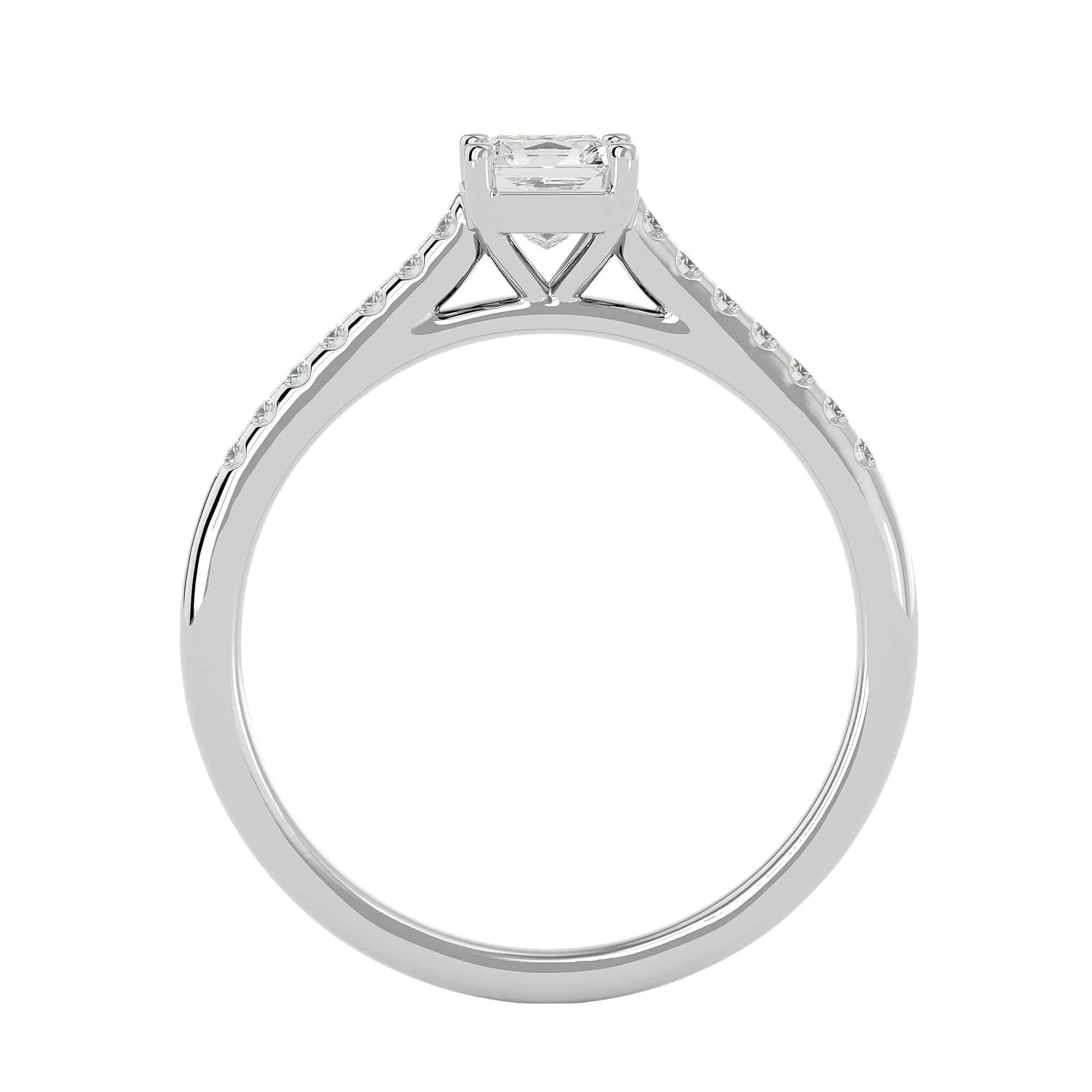 Square Shape Diamond Simple Pave Engagement Ring